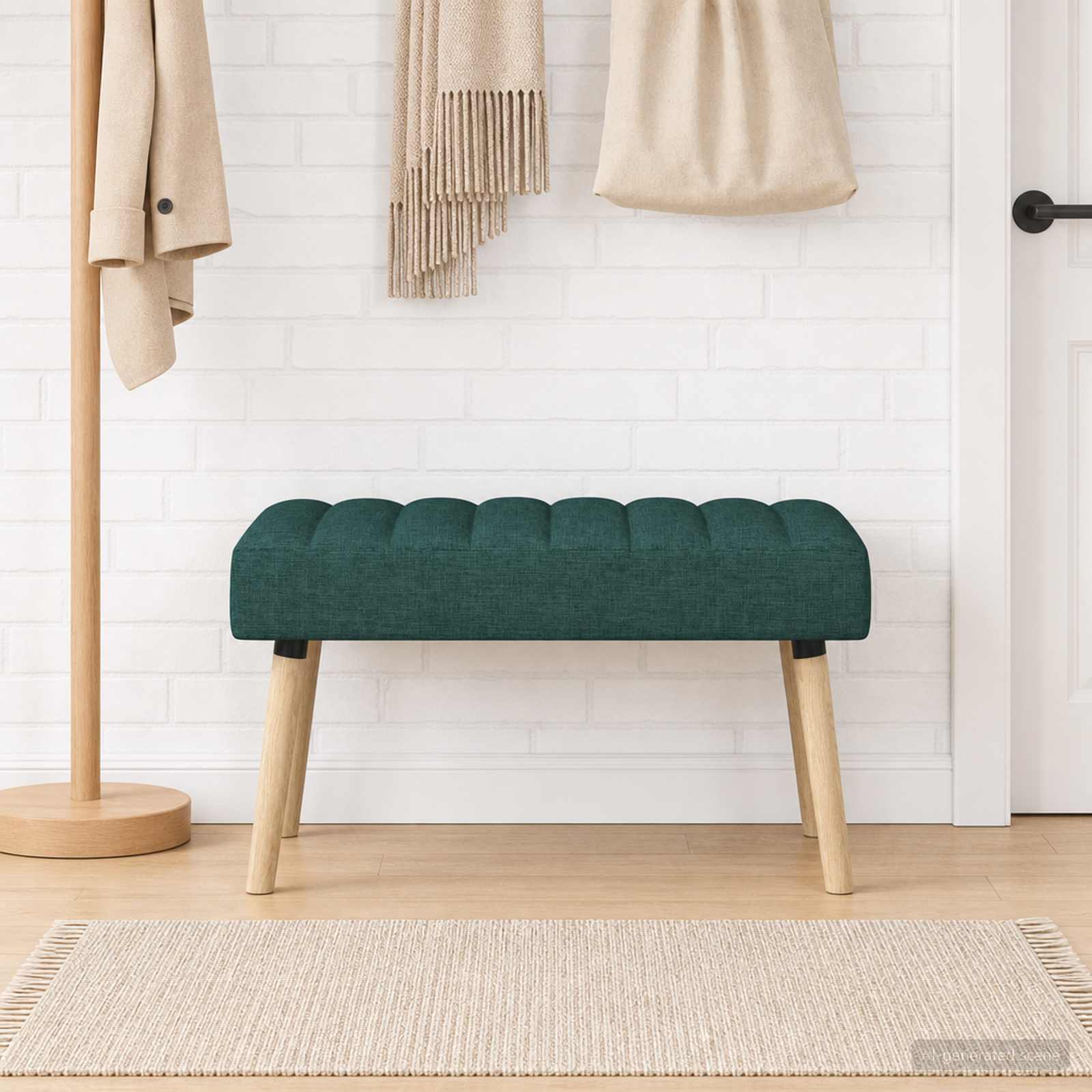 Kanaal-geplooide bank Donkergroen 80 x 40 x 46 cm Stof