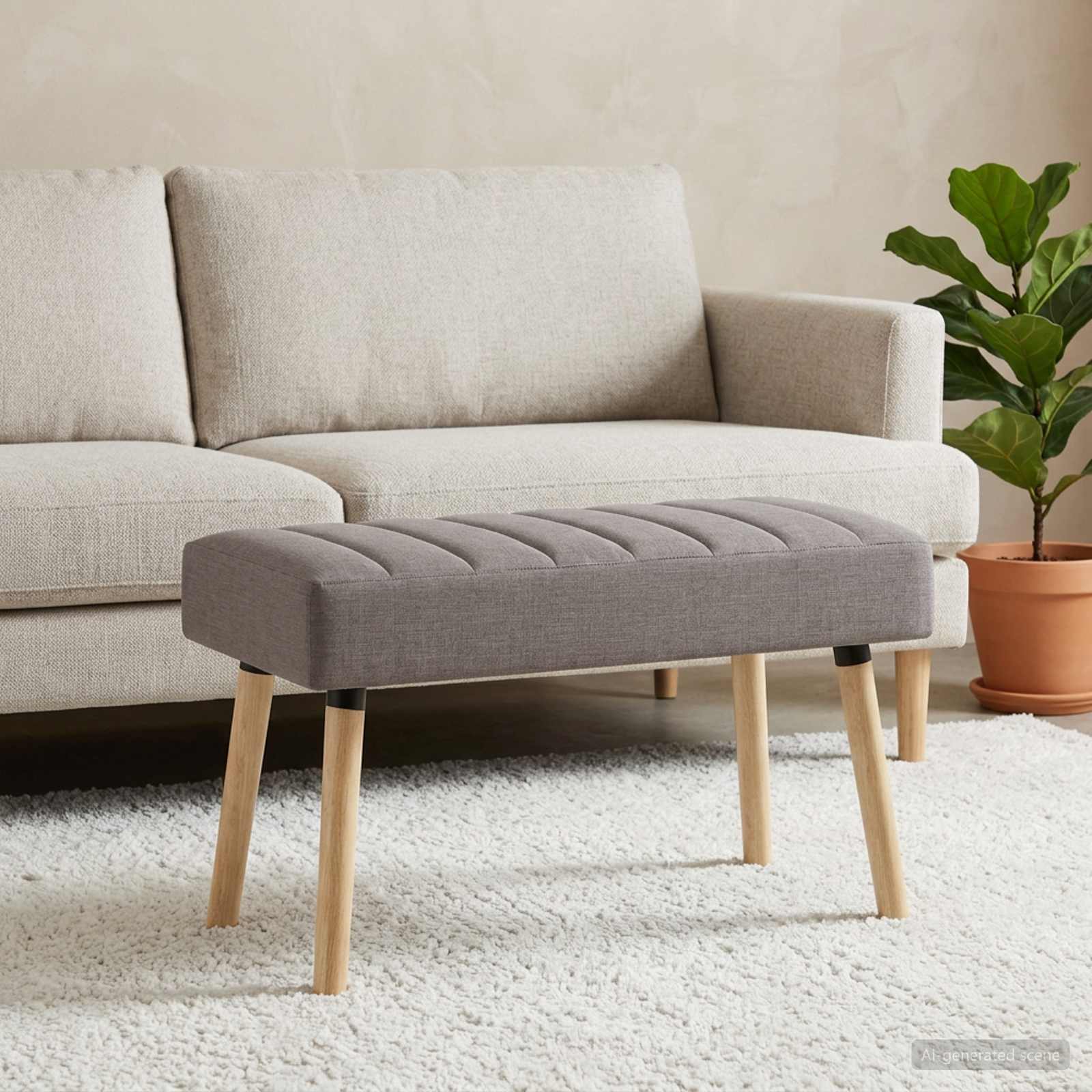 Kanaal-geplooide bank Taupe 80 x 40 x 46 cm Stof