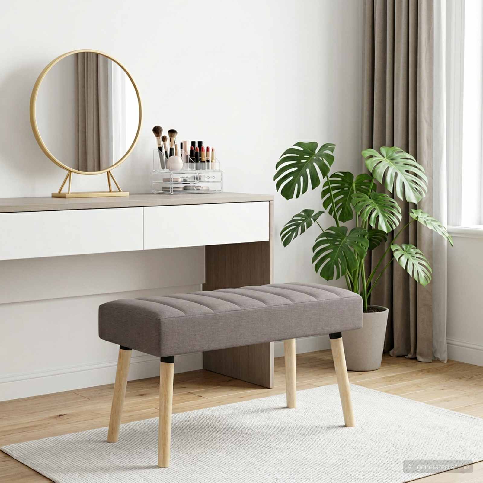 Kanaal-geplooide bank Taupe 80 x 40 x 46 cm Stof