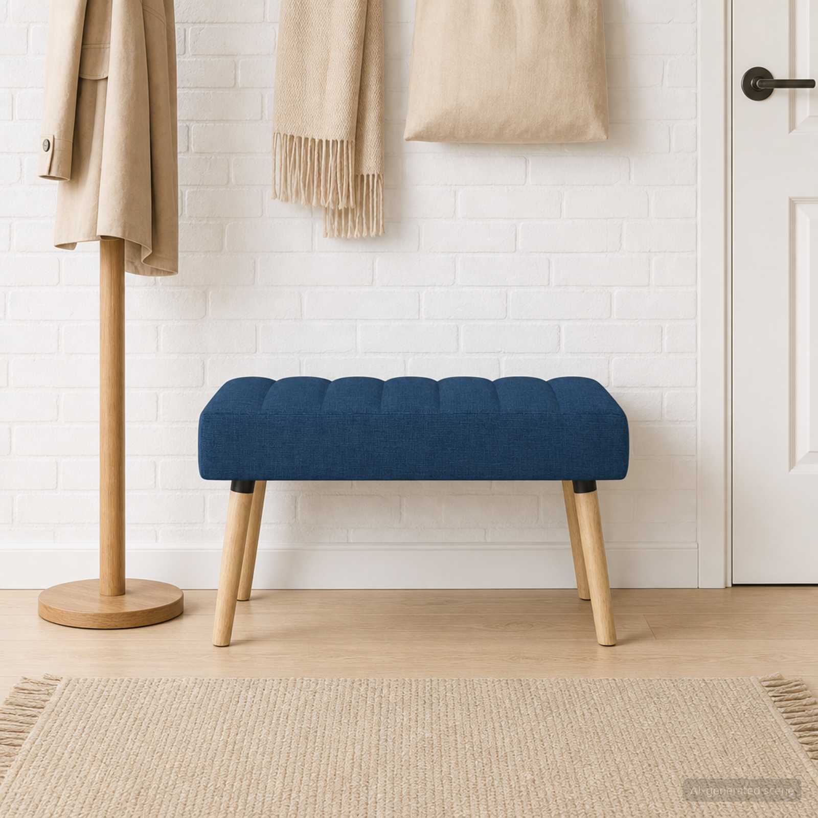 Kanaal-geplooide bank Blauw 80 x 40 x 46 cm Stof