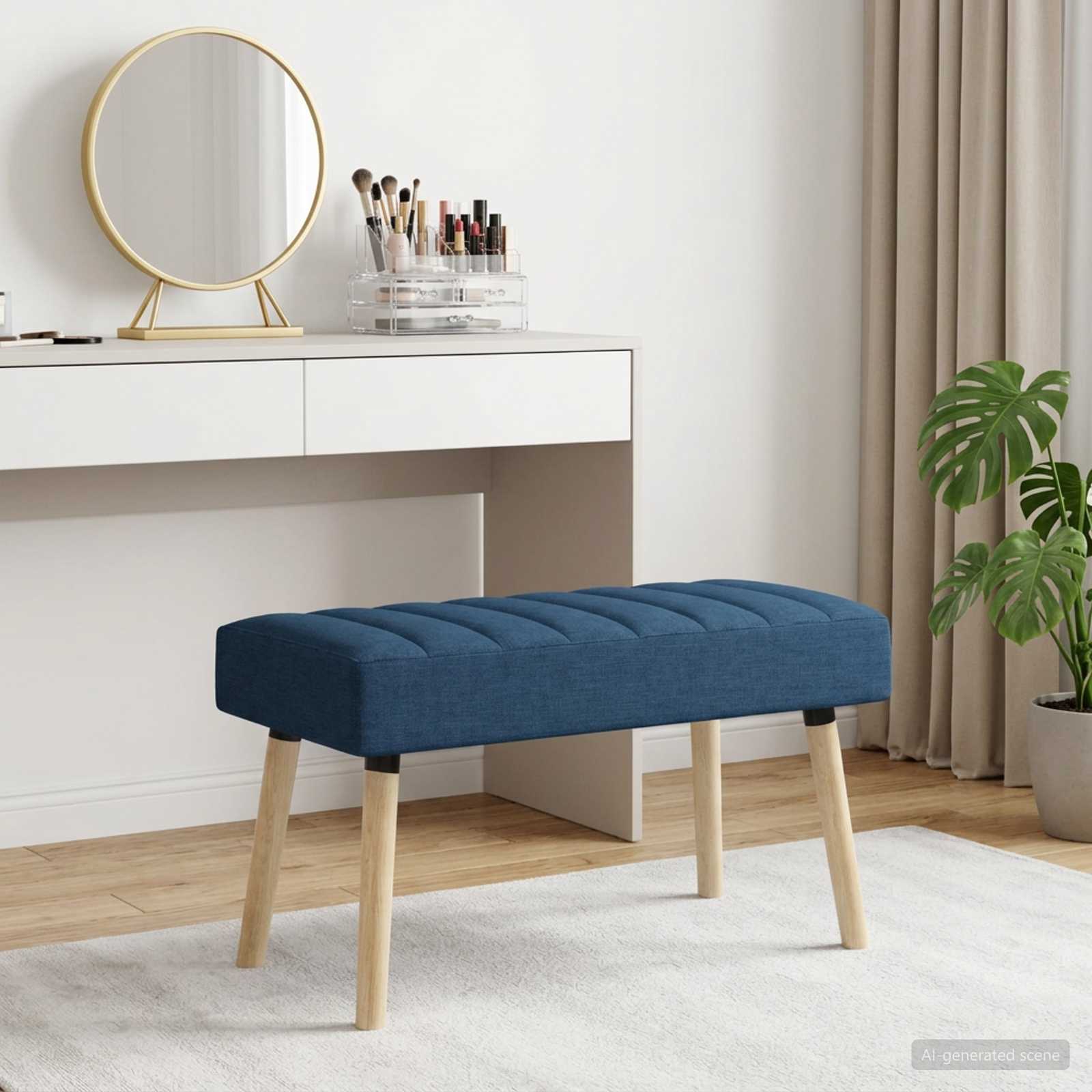 Kanaal-geplooide bank Blauw 80 x 40 x 46 cm Stof