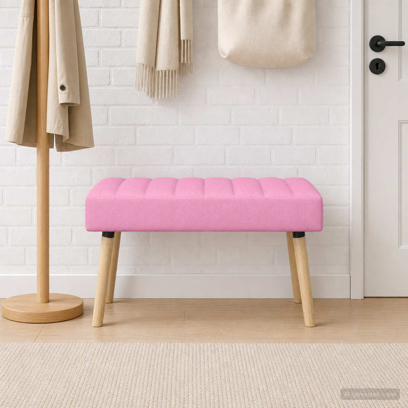 Kanaal-geplooide bank Roze 80 x 40 x 46 cm Stof