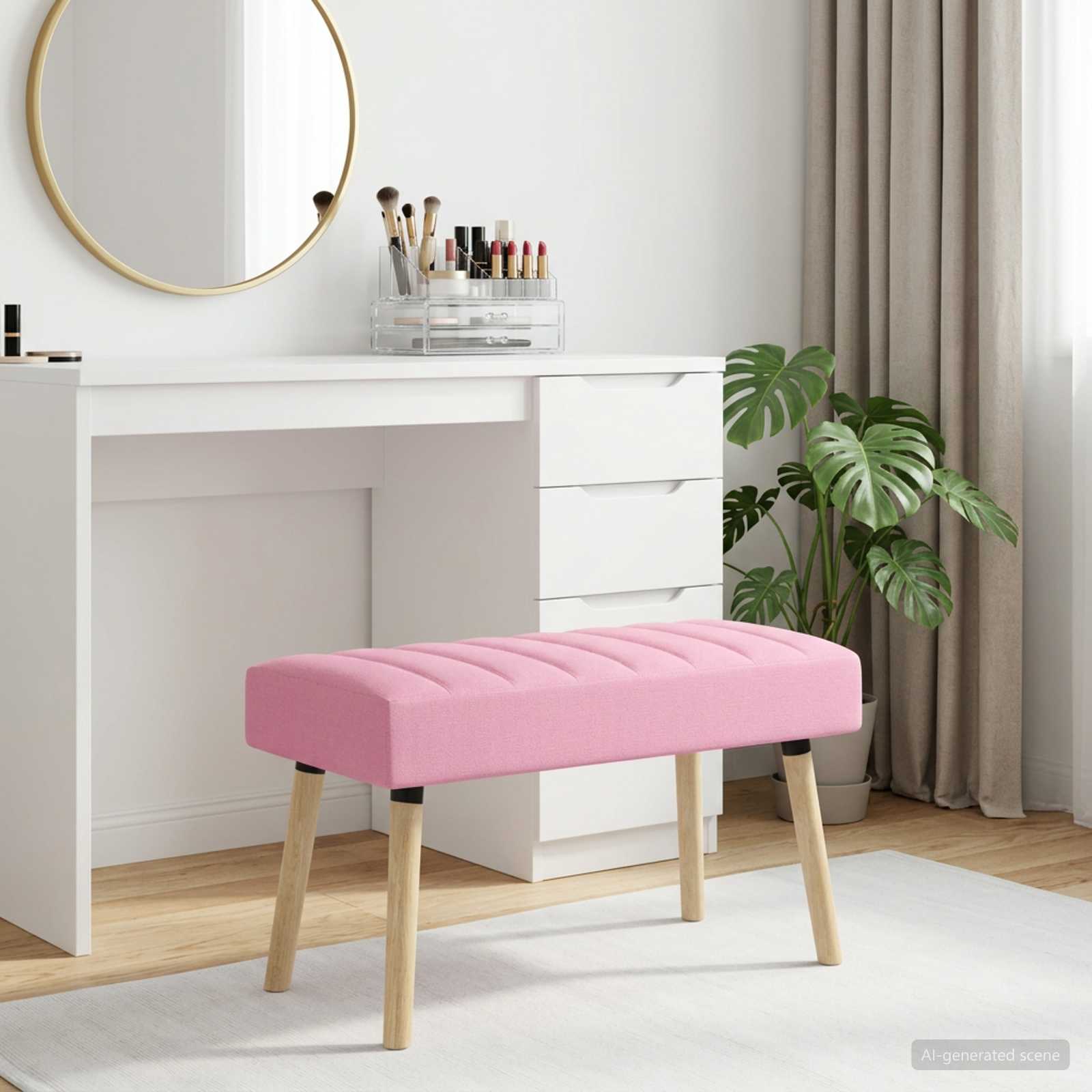 Kanaal-geplooide bank Roze 80 x 40 x 46 cm Stof