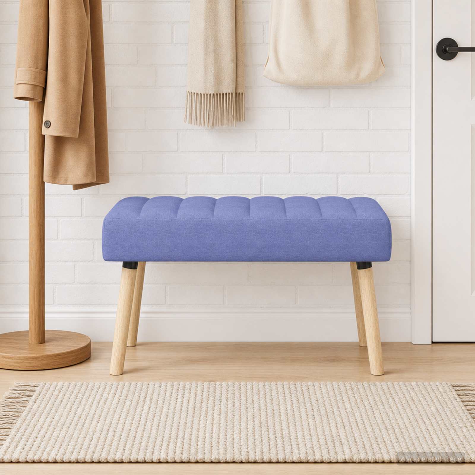 Kanaal-geplooide bank Jeans Blauw 80 x 40 x 46 cm Stof