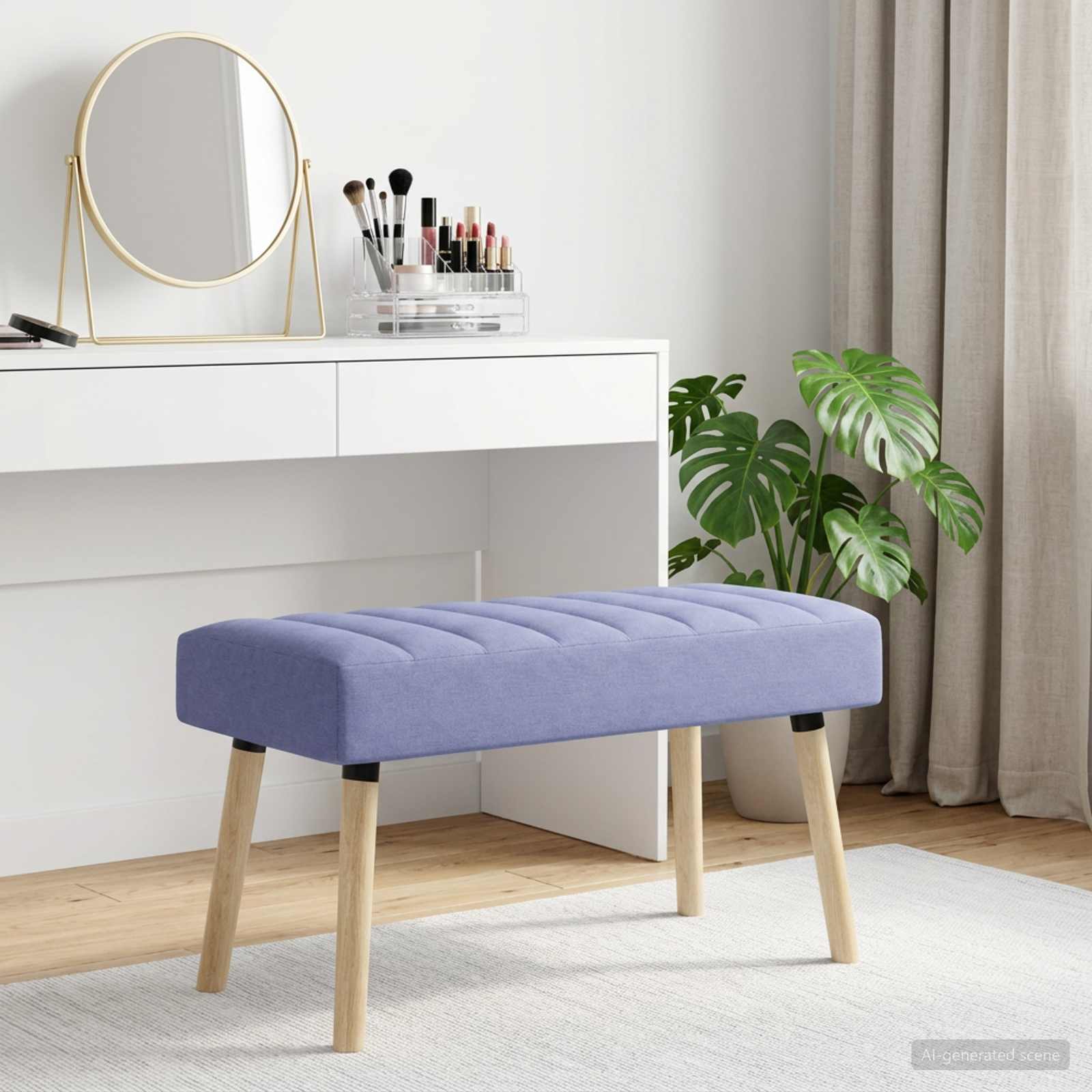 Kanaal-geplooide bank Jeans Blauw 80 x 40 x 46 cm Stof