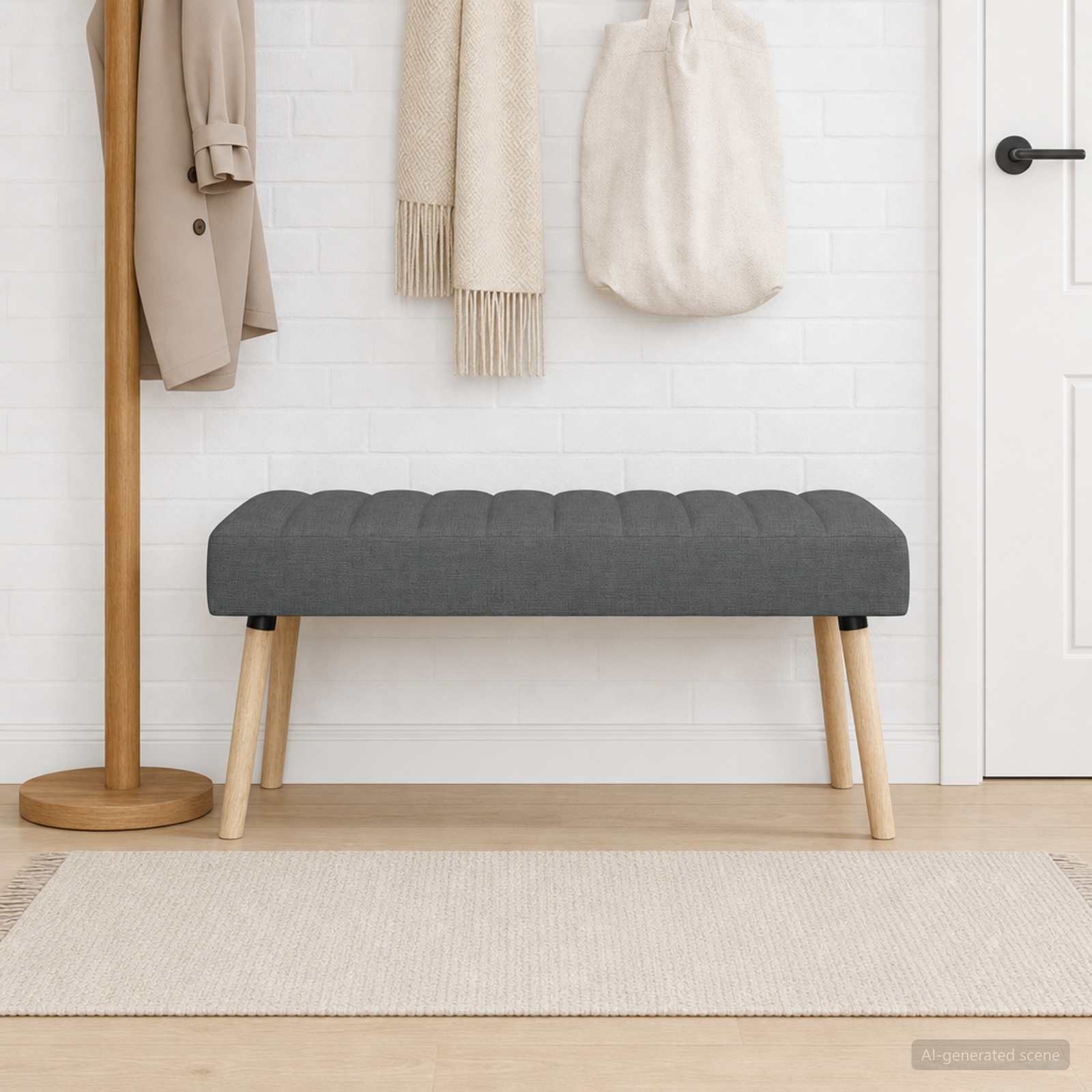 Kanaal-geplooide bank Donkergrijs 110 x 40 x 46 cm Stof