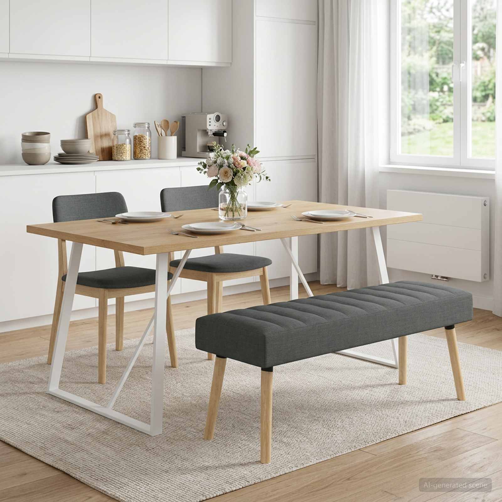Kanaal-geplooide bank Donkergrijs 110 x 40 x 46 cm Stof