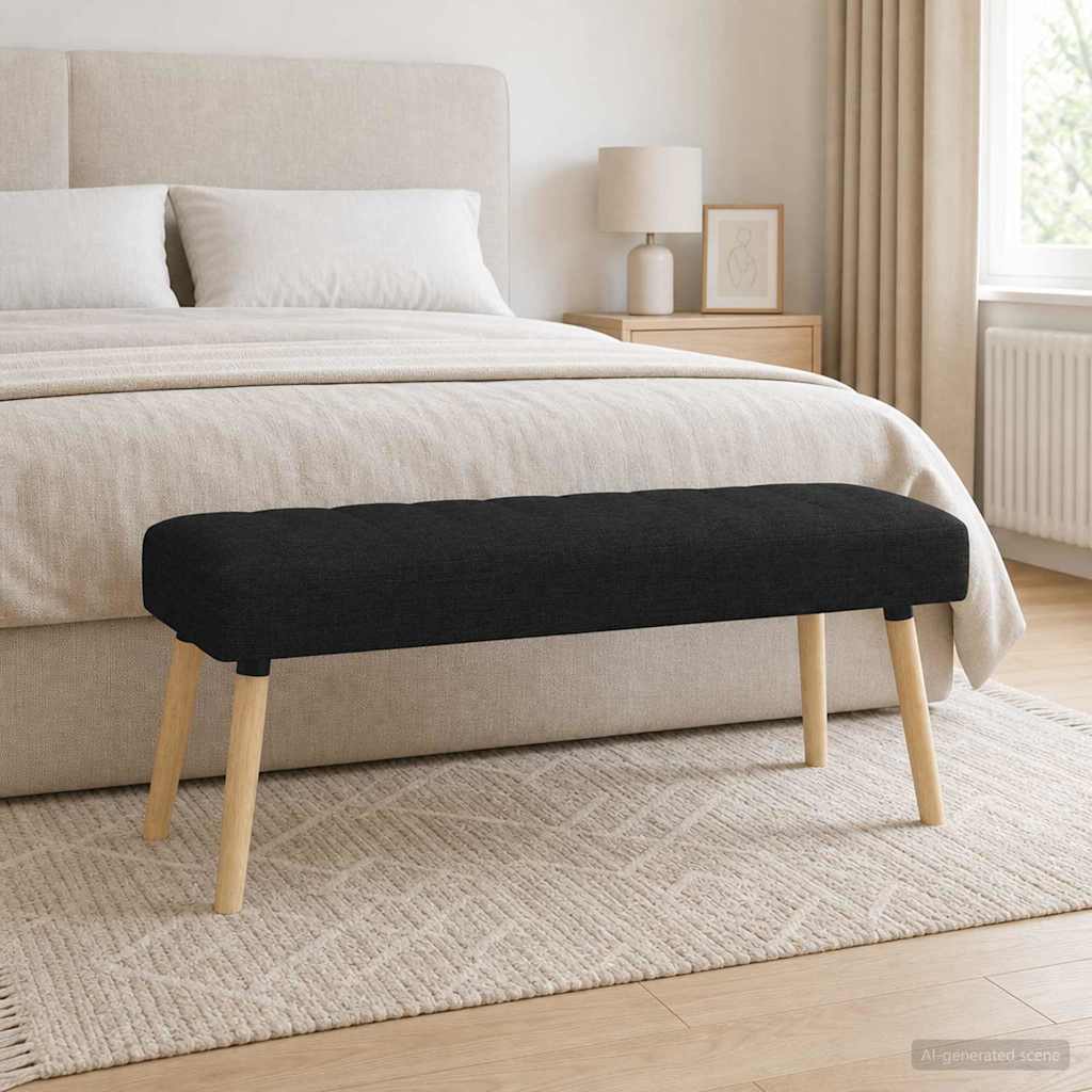 Kanaal-geplooide bank Zwart 110 x 40 x 46 cm Stof
