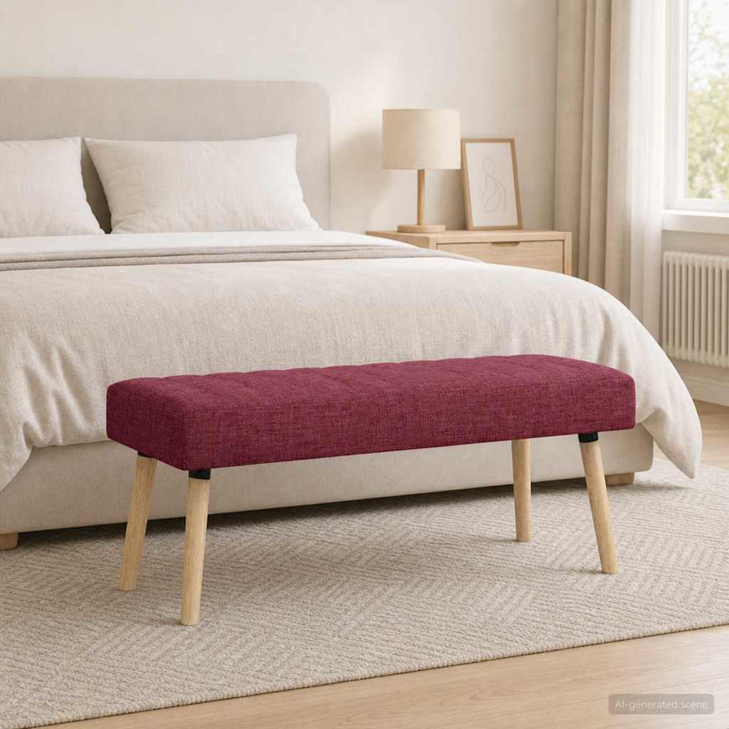 Kanaal-geplooide bank Wijnrood 110 x 40 x 46 cm Stof