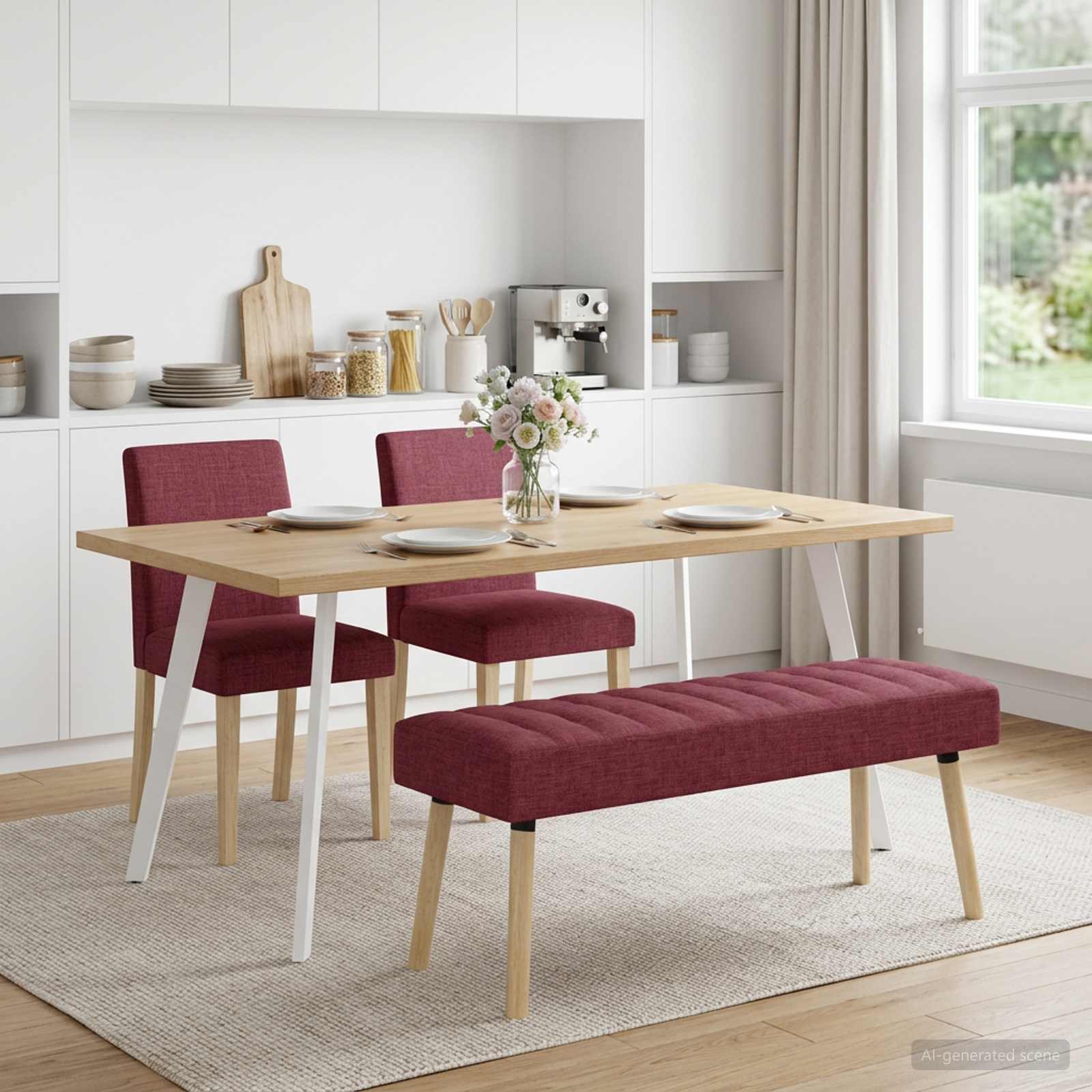 Kanaal-geplooide bank Wijnrood 110 x 40 x 46 cm Stof