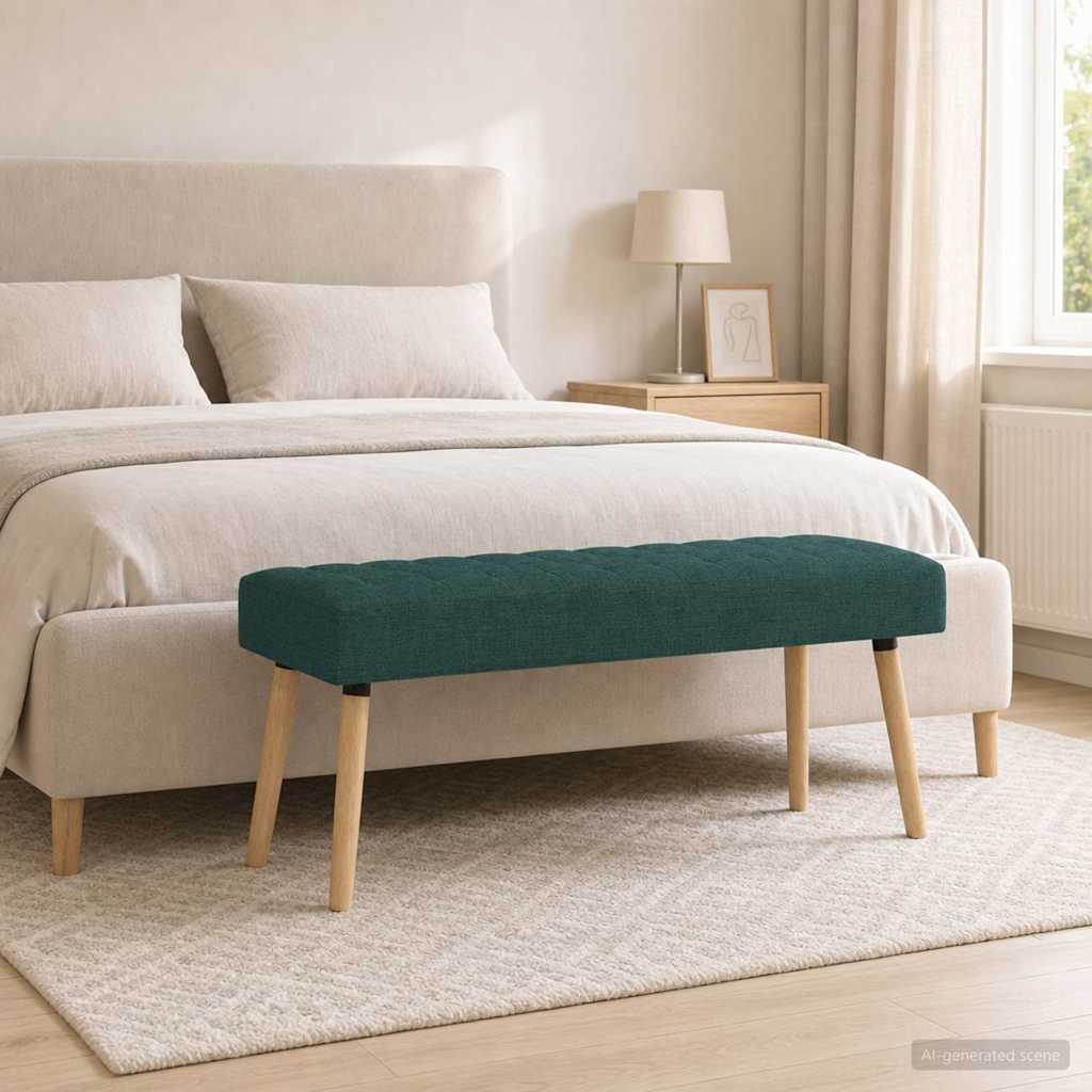 Kanaal-geplooide bank Donkergroen 110 x 40 x 46 cm Stof