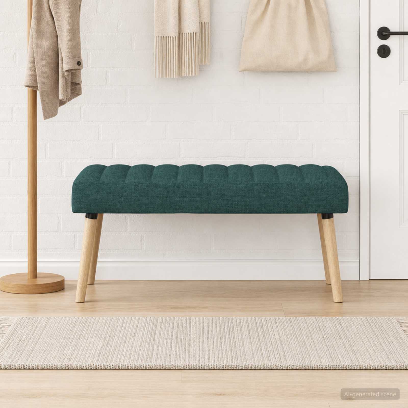 Kanaal-geplooide bank Donkergroen 110 x 40 x 46 cm Stof