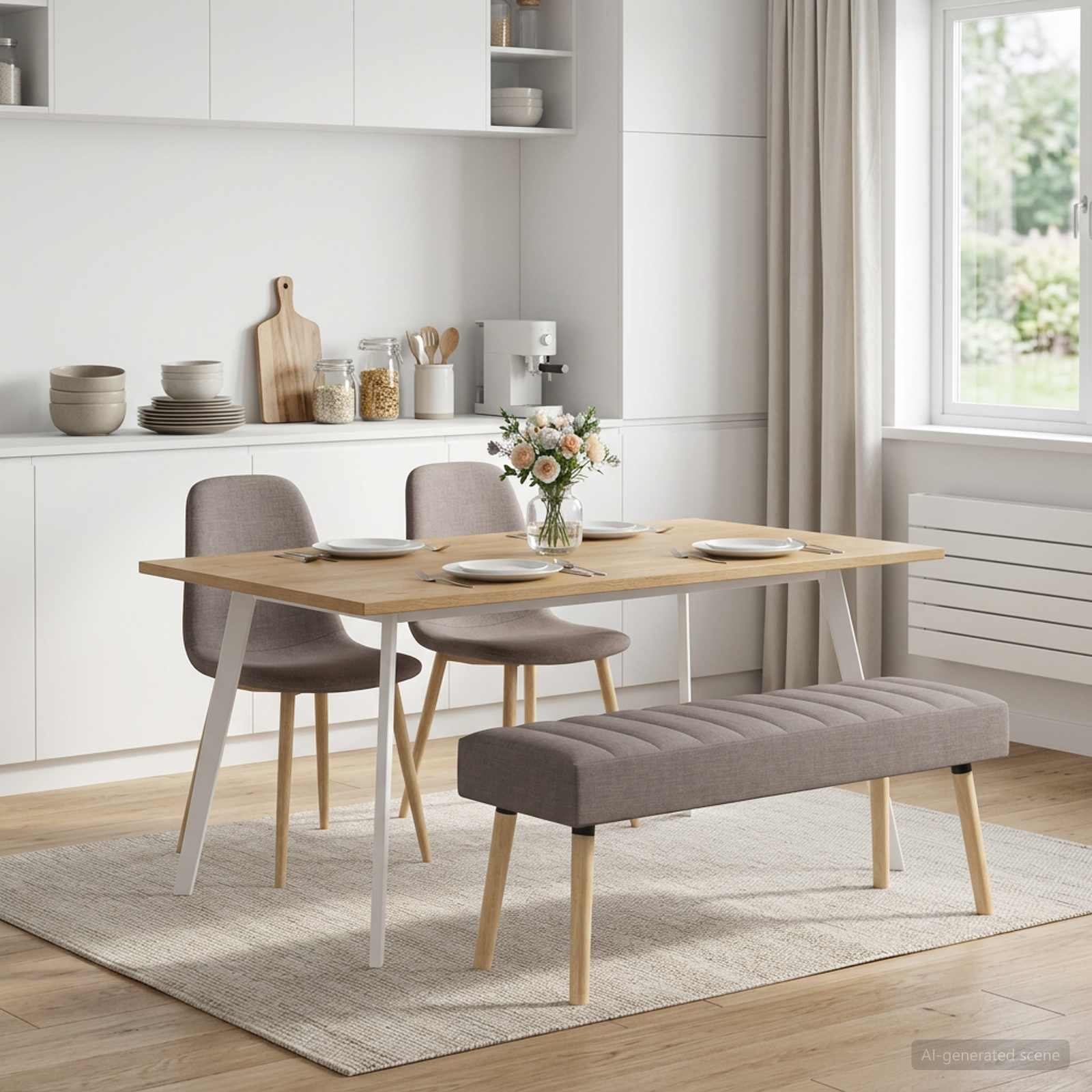 Kanaal-geplooide bank Taupe 110 x 40 x 46 cm Stof