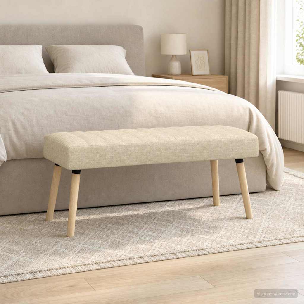 Kanaal-geplooide bank Crèmekleurig 110 x 40 x 46 cm Stof
