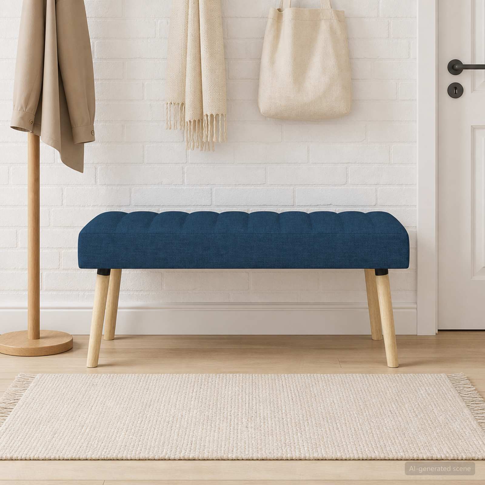 Kanaal-geplooide bank Blauw 110 x 40 x 46 cm Stof
