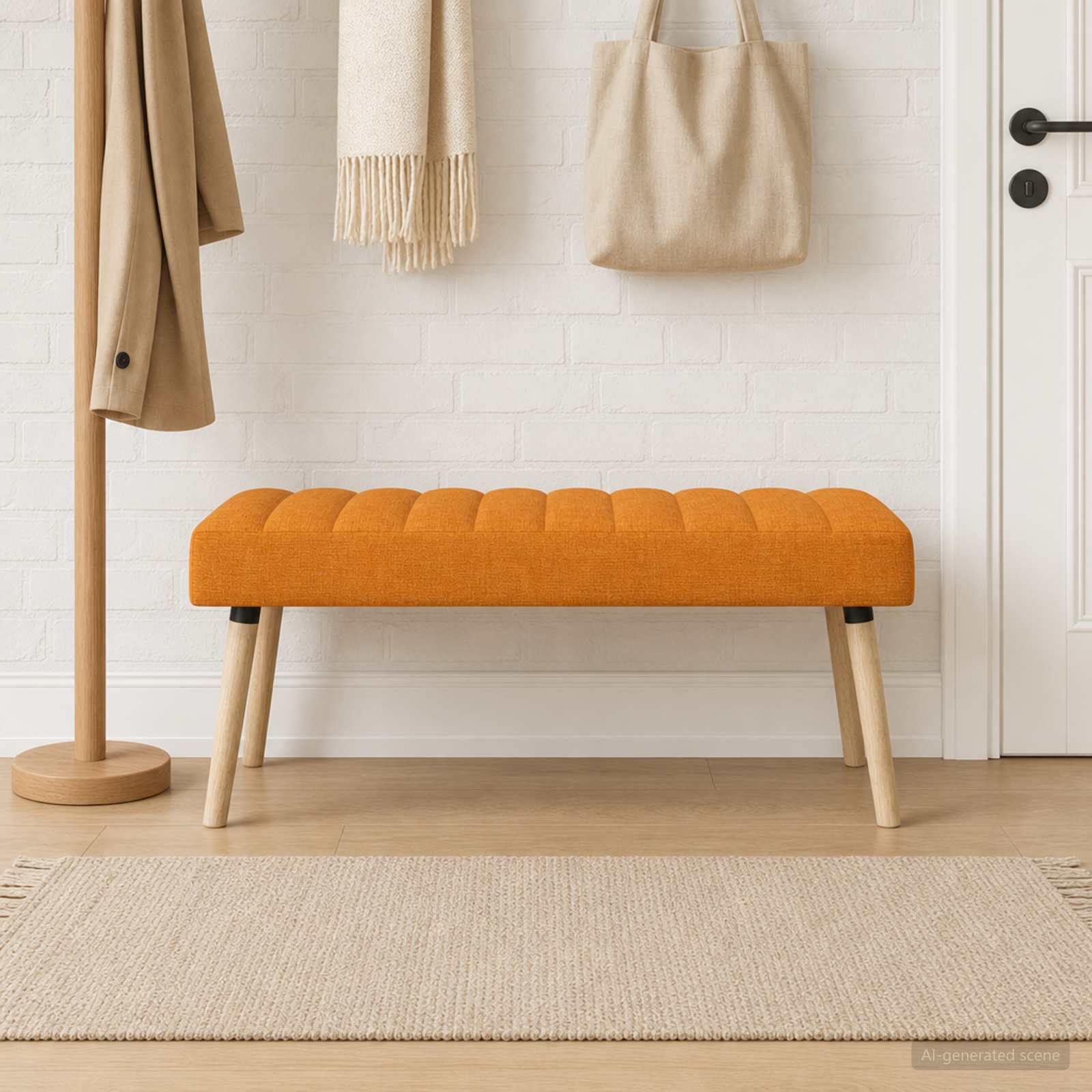 Kanaal-geplooide bank Donkergeel 110 x 40 x 46 cm Stof