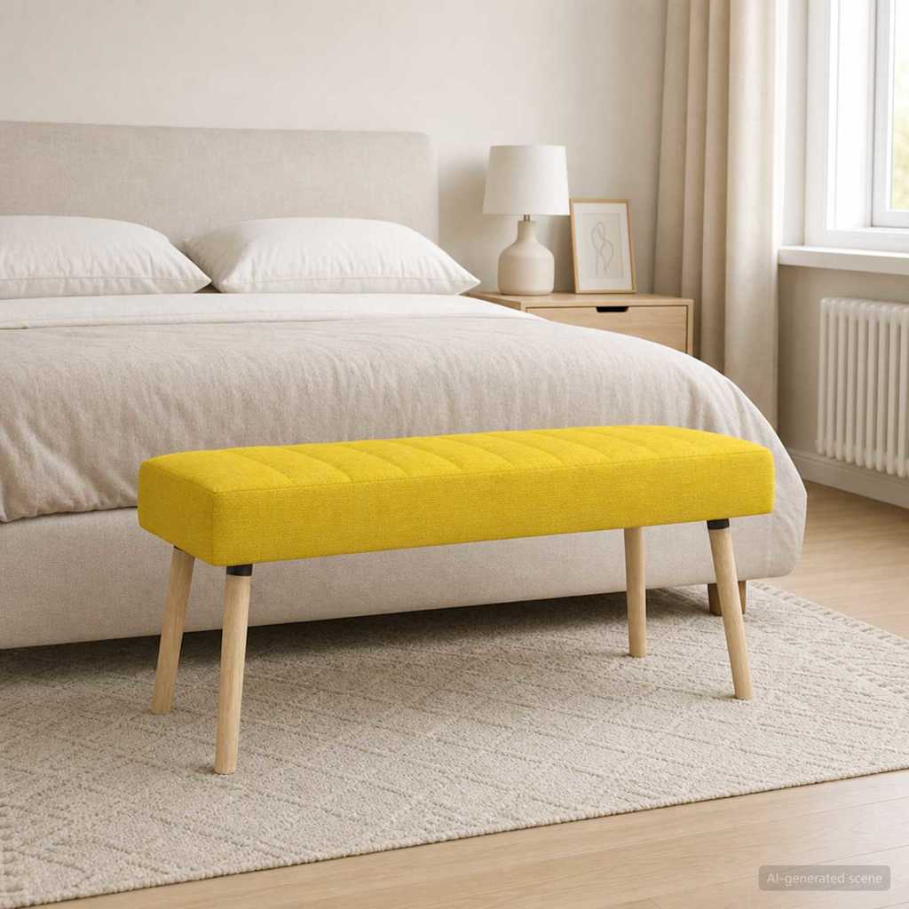 Kanaal-geplooide bank Lichtgeel 110 x 40 x 46 cm Stof