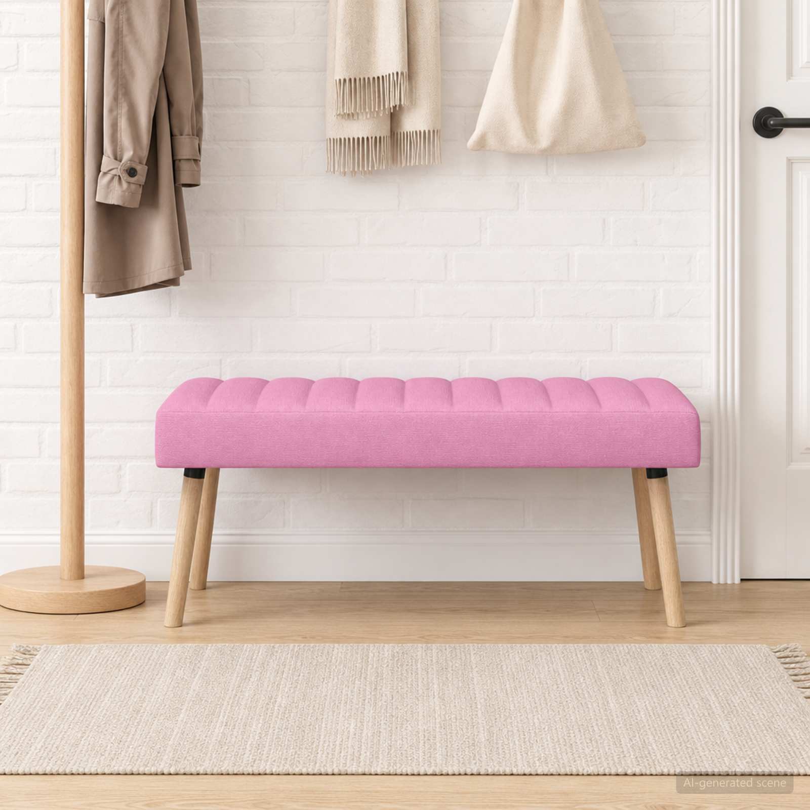 Kanaal-geplooide bank Roze 110 x 40 x 46 cm Stof