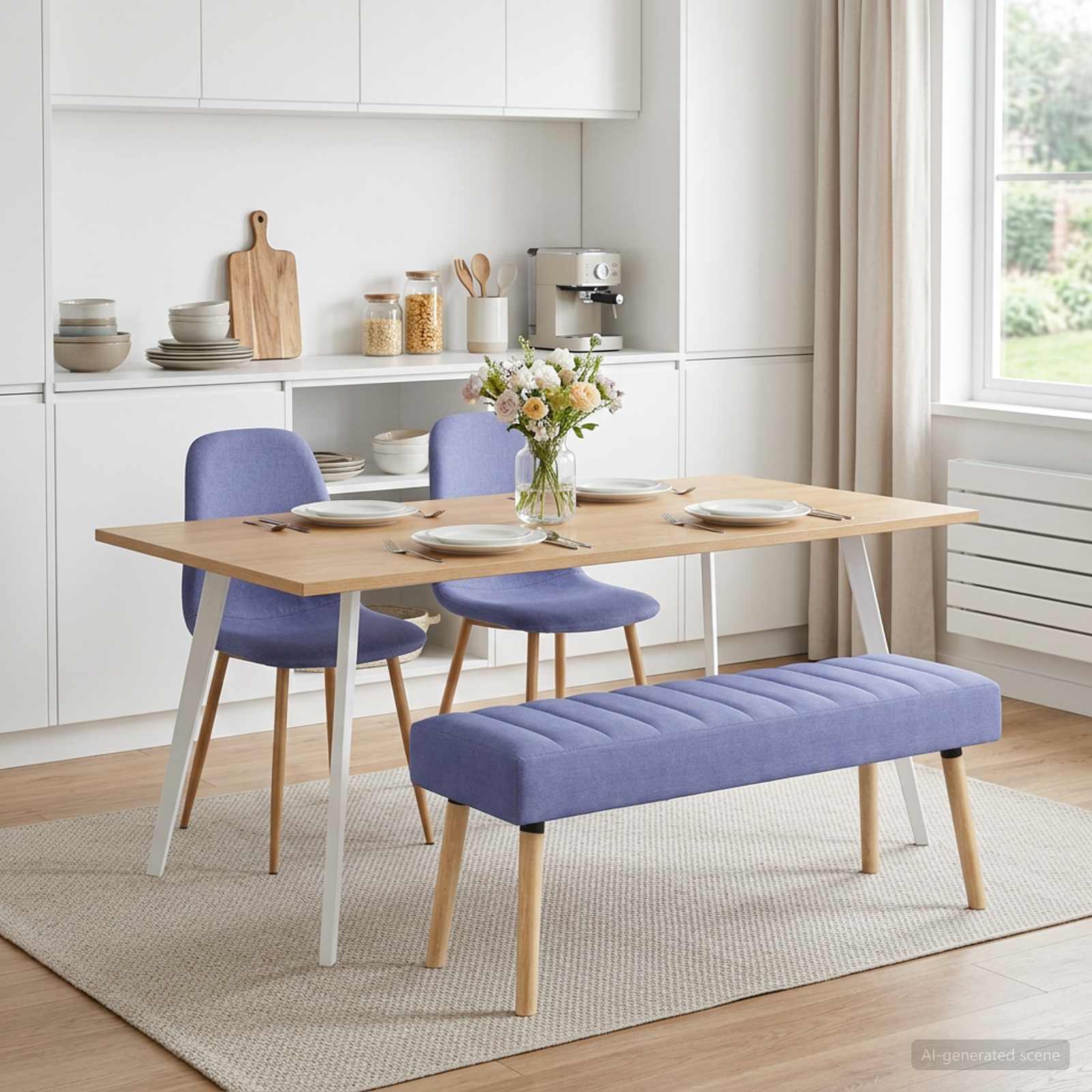 Kanaal-geplooide bank Jeans Blauw 110 x 40 x 46 cm Stof