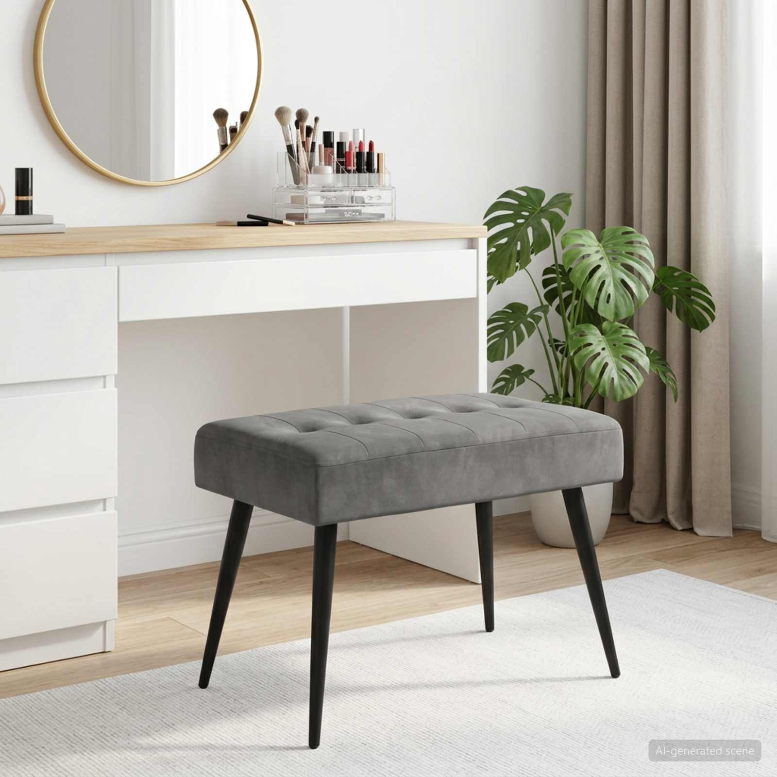 Bank met knoopverstelling Donkergrijs 60 x 40 x 45 cm fluweel