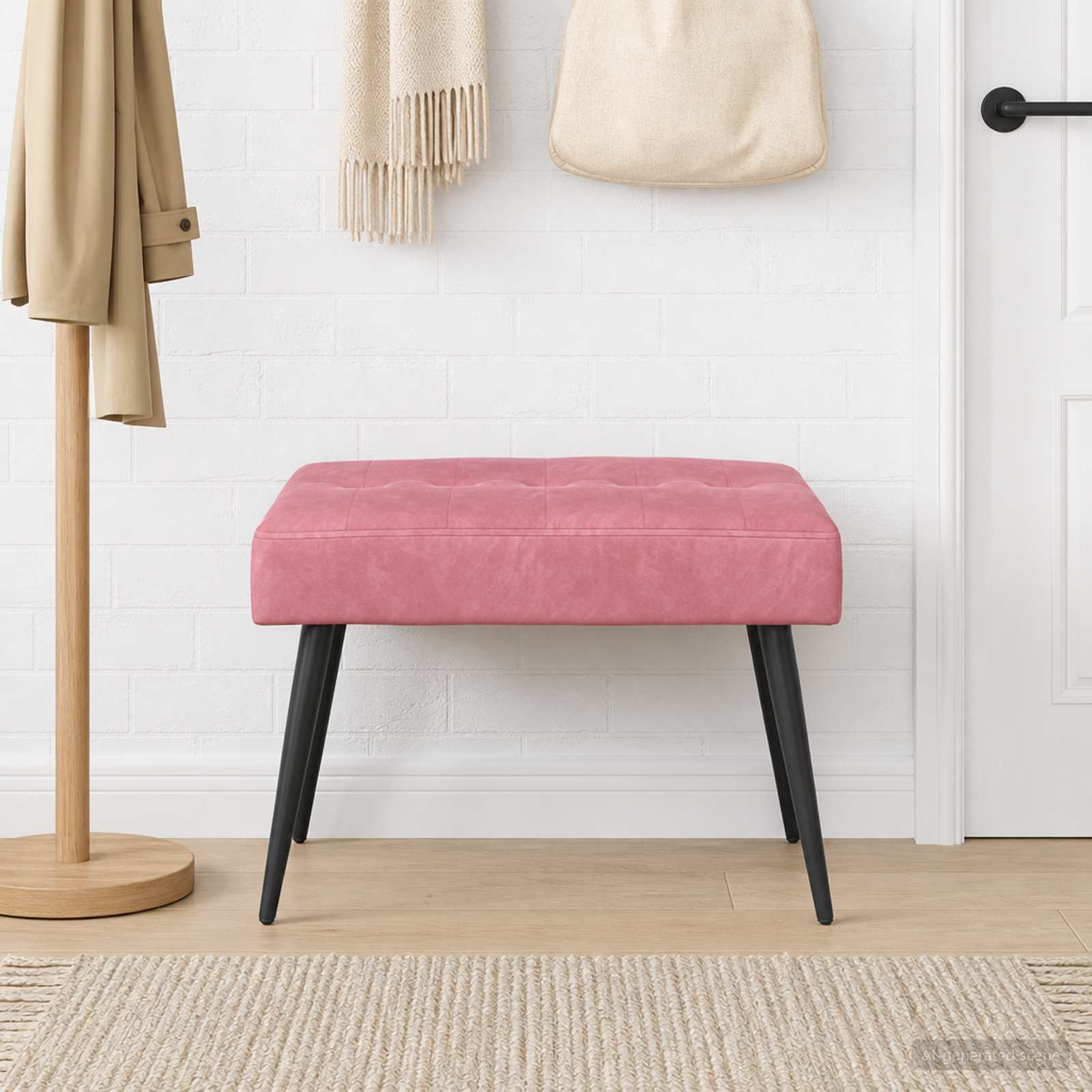 Bank met knoopverstelling Roze 60 x 40 x 45 cm fluweel