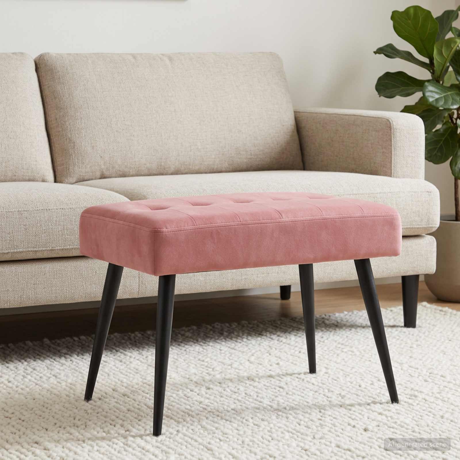 Bank met knoopverstelling Roze 60 x 40 x 45 cm fluweel