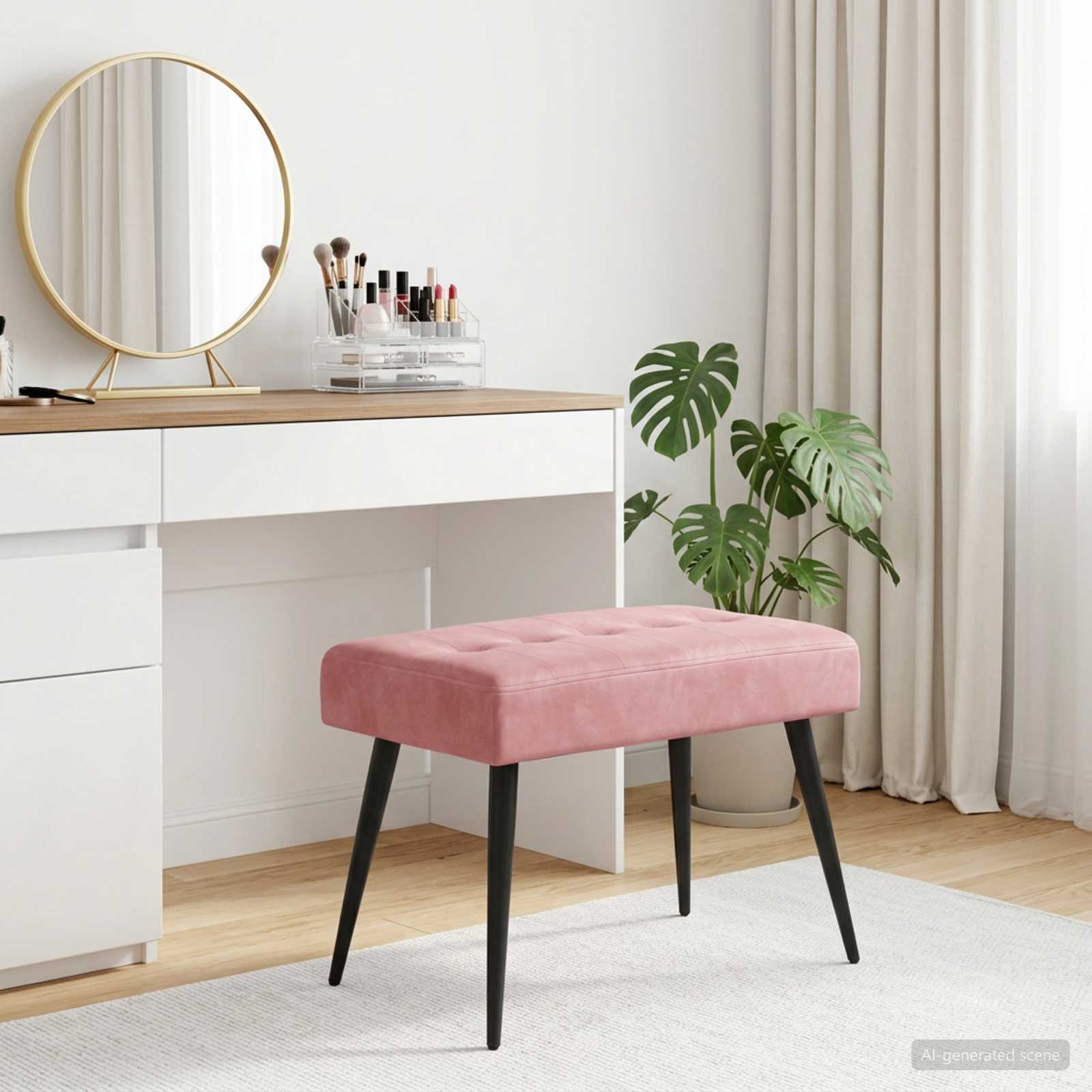 Bank met knoopverstelling Roze 60 x 40 x 45 cm fluweel