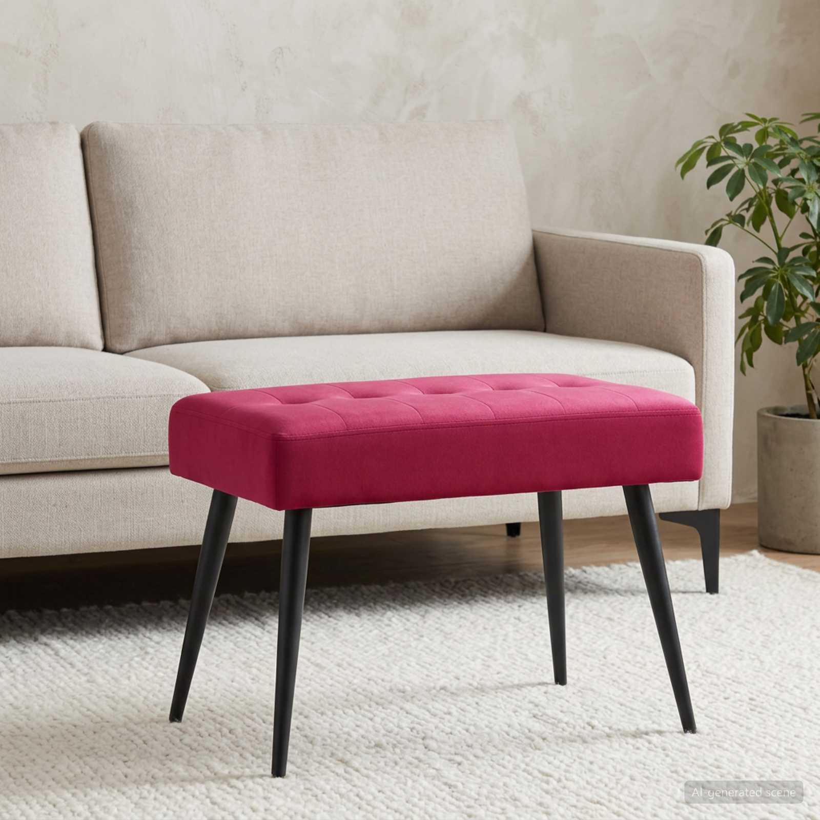 Bank met knoopverstelling Wijnrood 60 x 40 x 45 cm fluweel