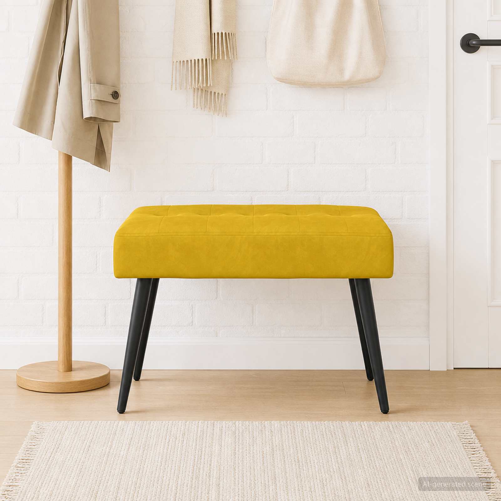 Bank met knoopverstelling Geel 60 x 40 x 45 cm fluweel