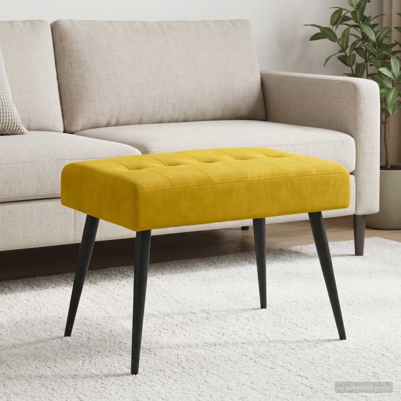 Bank met knoopverstelling Geel 60 x 40 x 45 cm fluweel