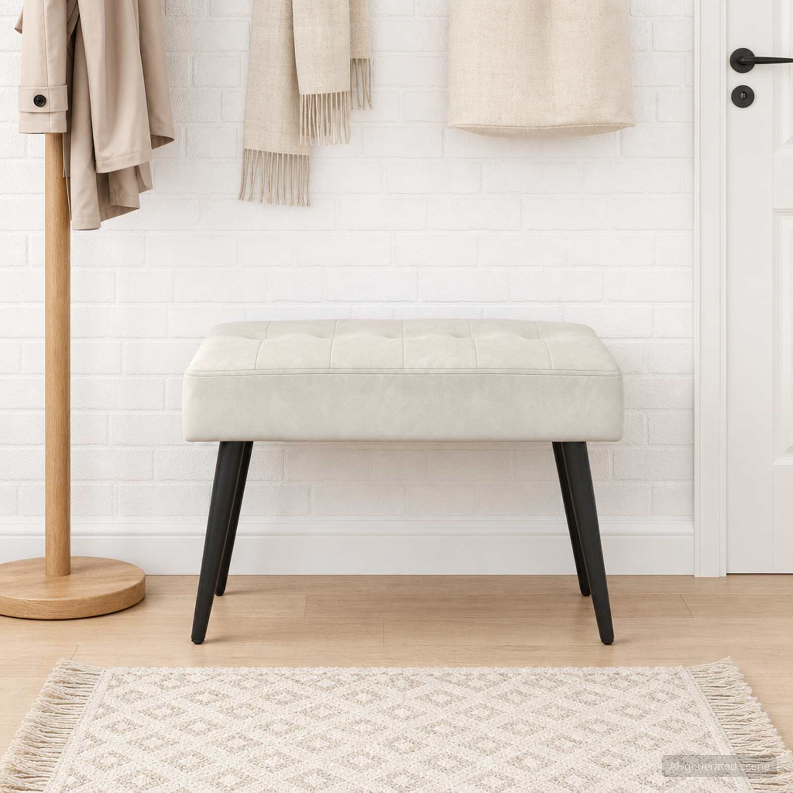 Bank met knoopverstelling Crèmekleurig 60 x 40 x 45 cm fluweel