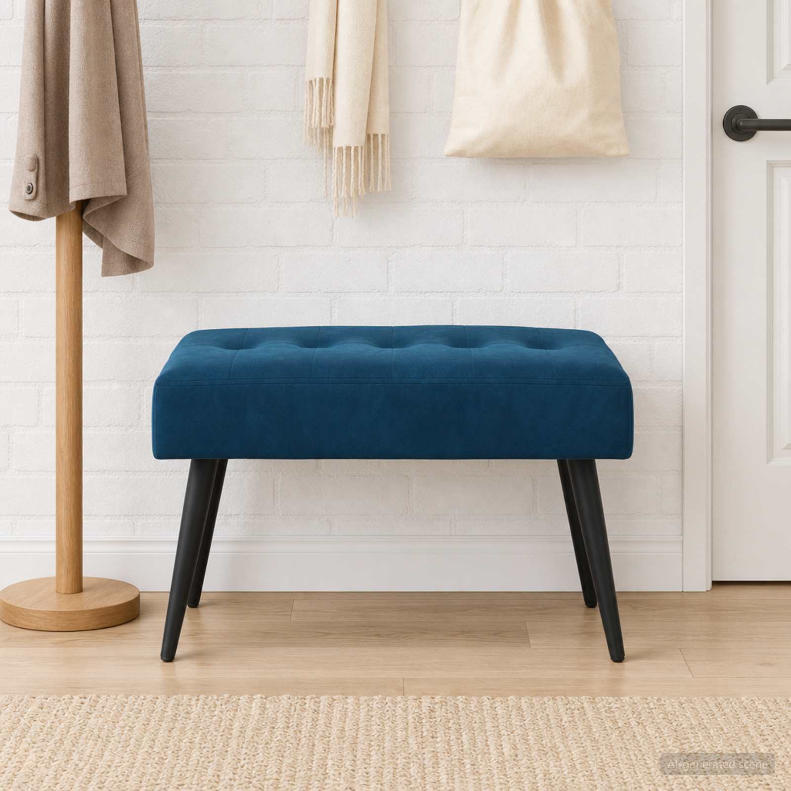 Bank met knoopverstelling Blauw 60 x 40 x 45 cm fluweel