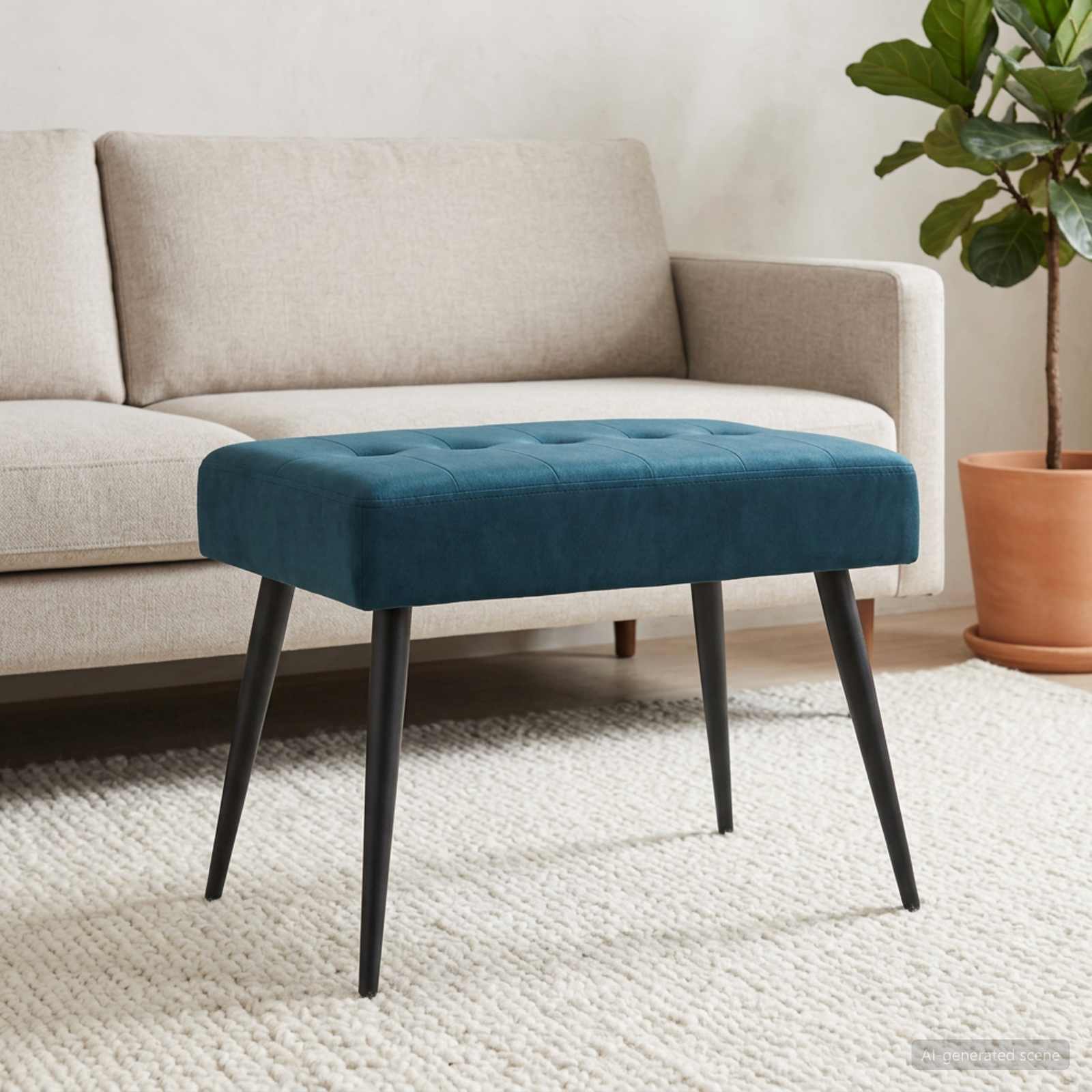 Bank met knoopverstelling Blauw 60 x 40 x 45 cm fluweel