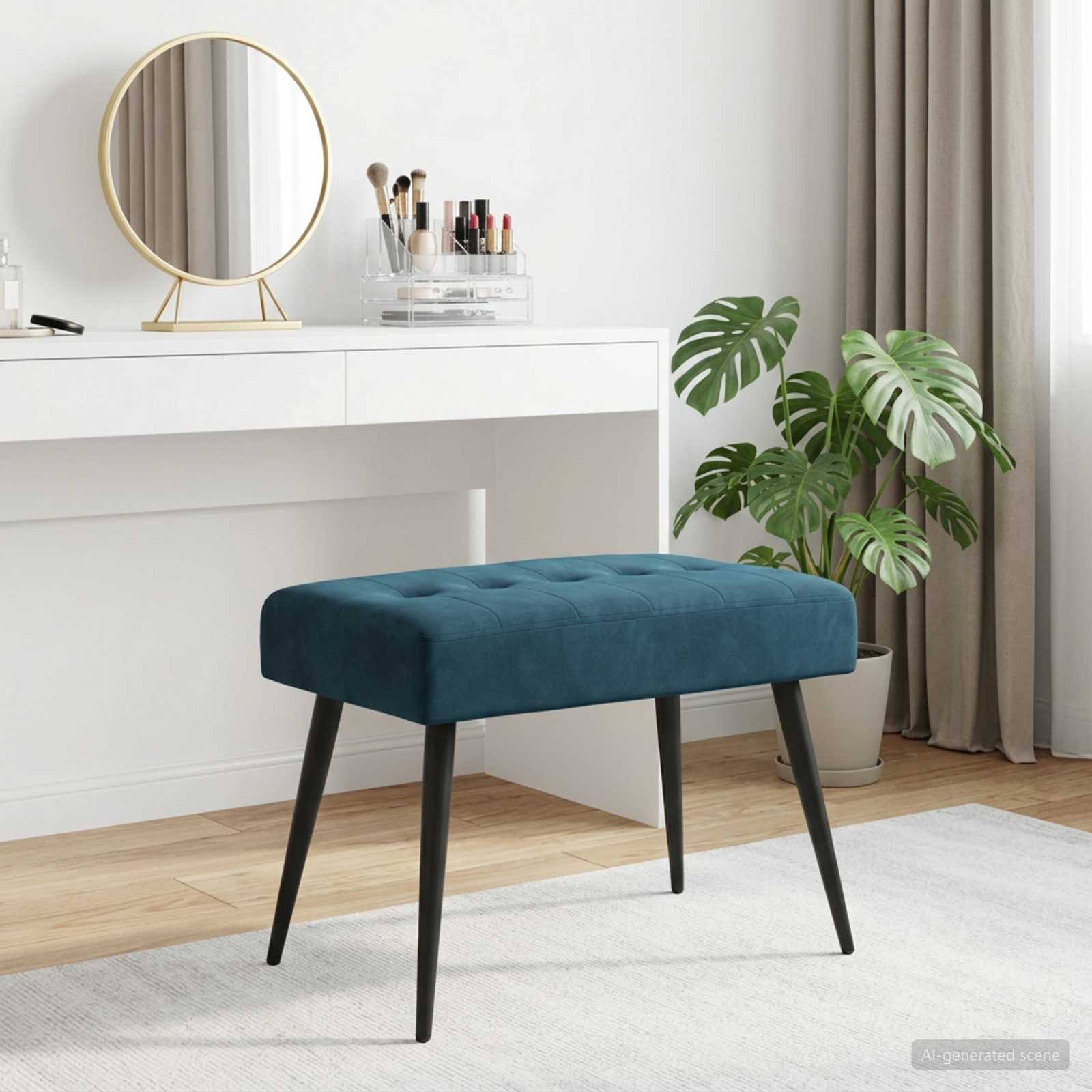 Bank met knoopverstelling Blauw 60 x 40 x 45 cm fluweel