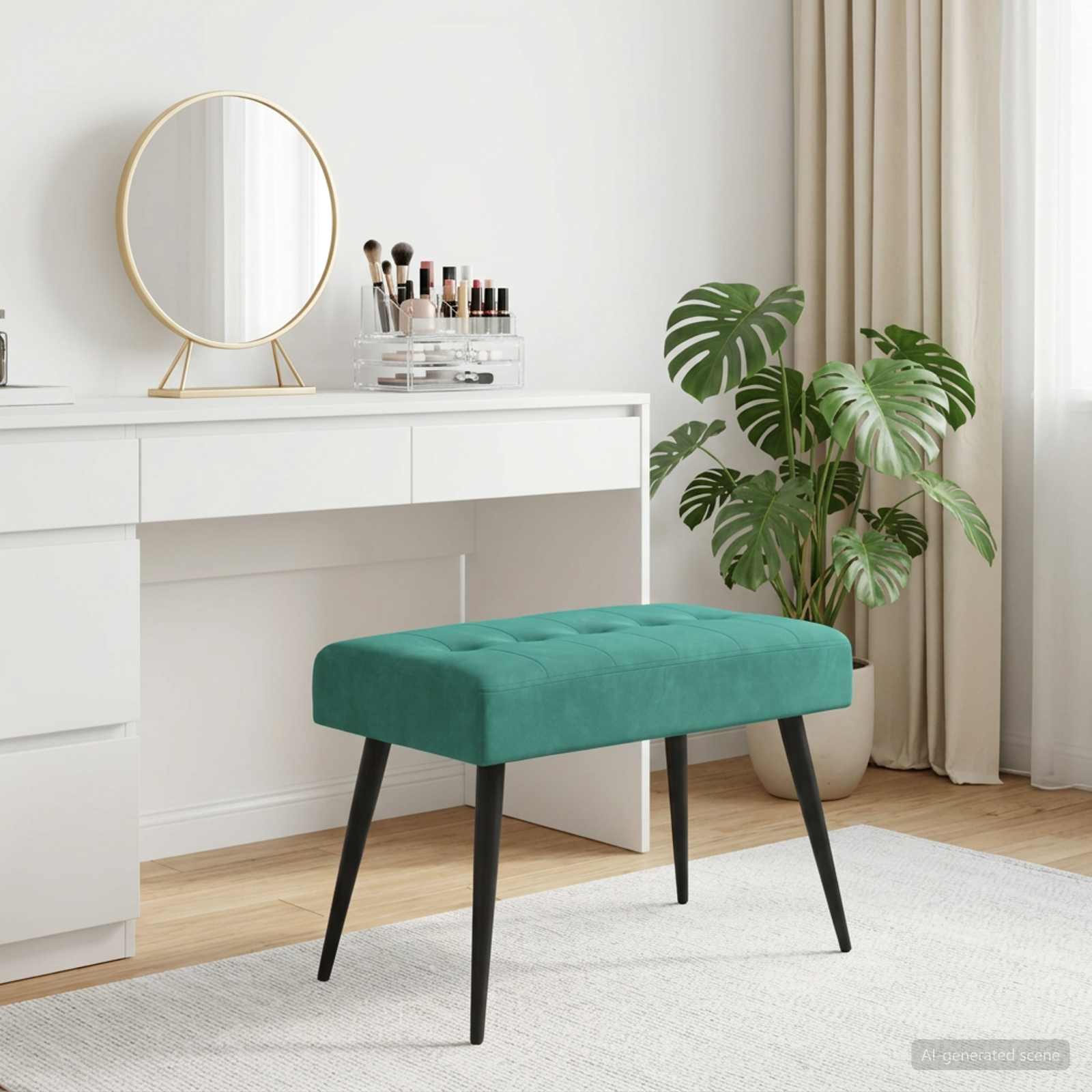 Bank met knoopverstelling Turquoise 60 x 40 x 45 cm fluweel