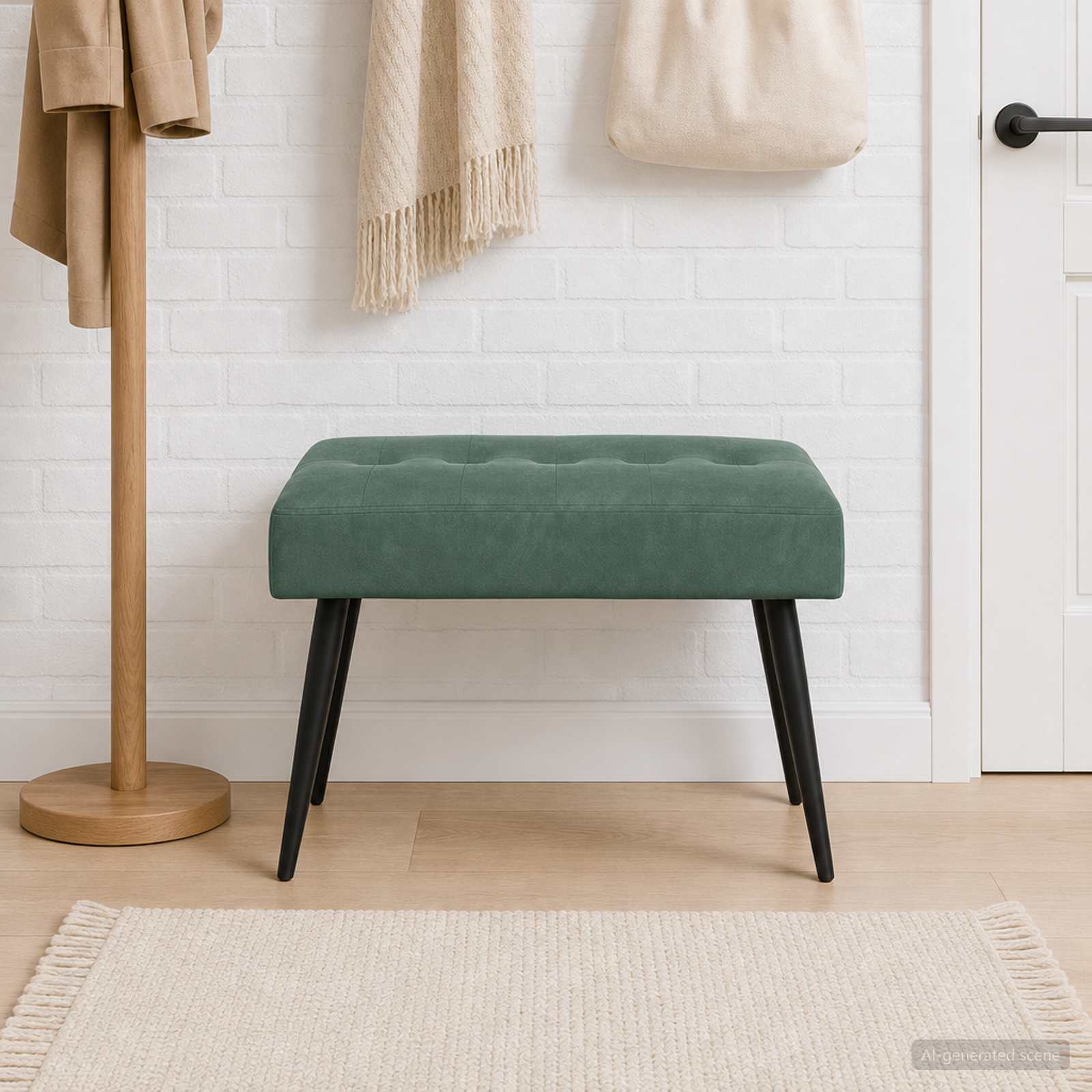 Bank met knoopverstelling Zeegroen 60 x 40 x 45 cm fluweel