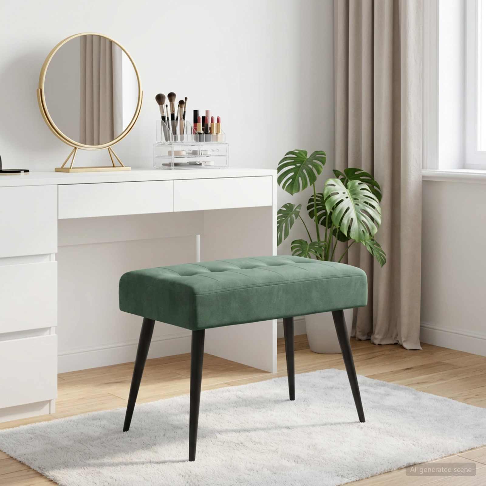 Bank met knoopverstelling Zeegroen 60 x 40 x 45 cm fluweel