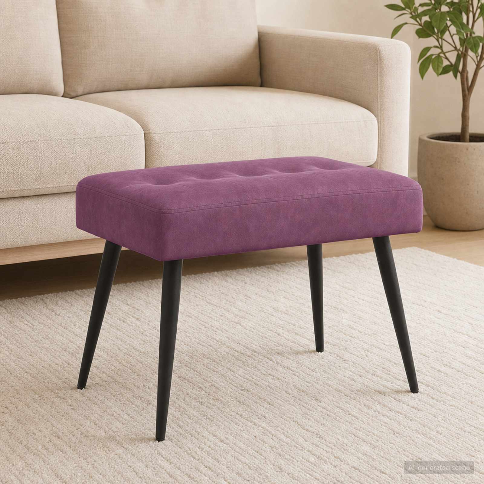 Bank met knoopverstelling Paars 60 x 40 x 45 cm fluweel