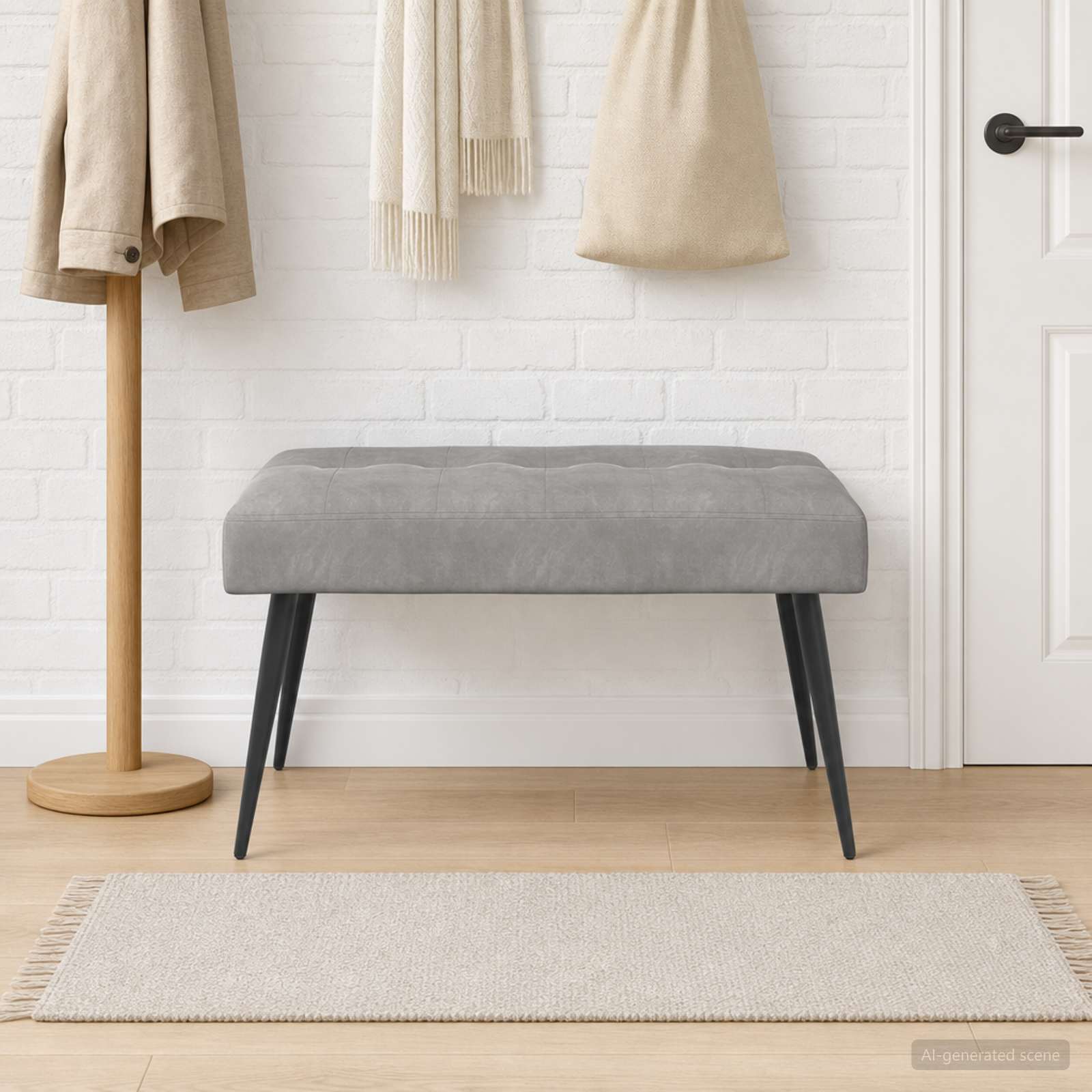 Bank met knoopverstelling Lichtgrijs 80 x 40 x 46 cm fluweel