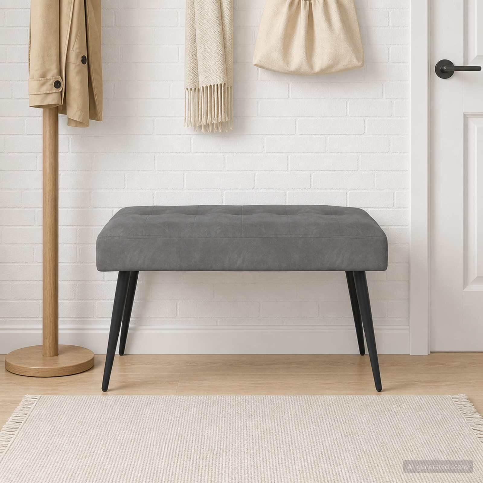 Bank met knoopverstelling Donkergrijs 80 x 40 x 46 cm fluweel