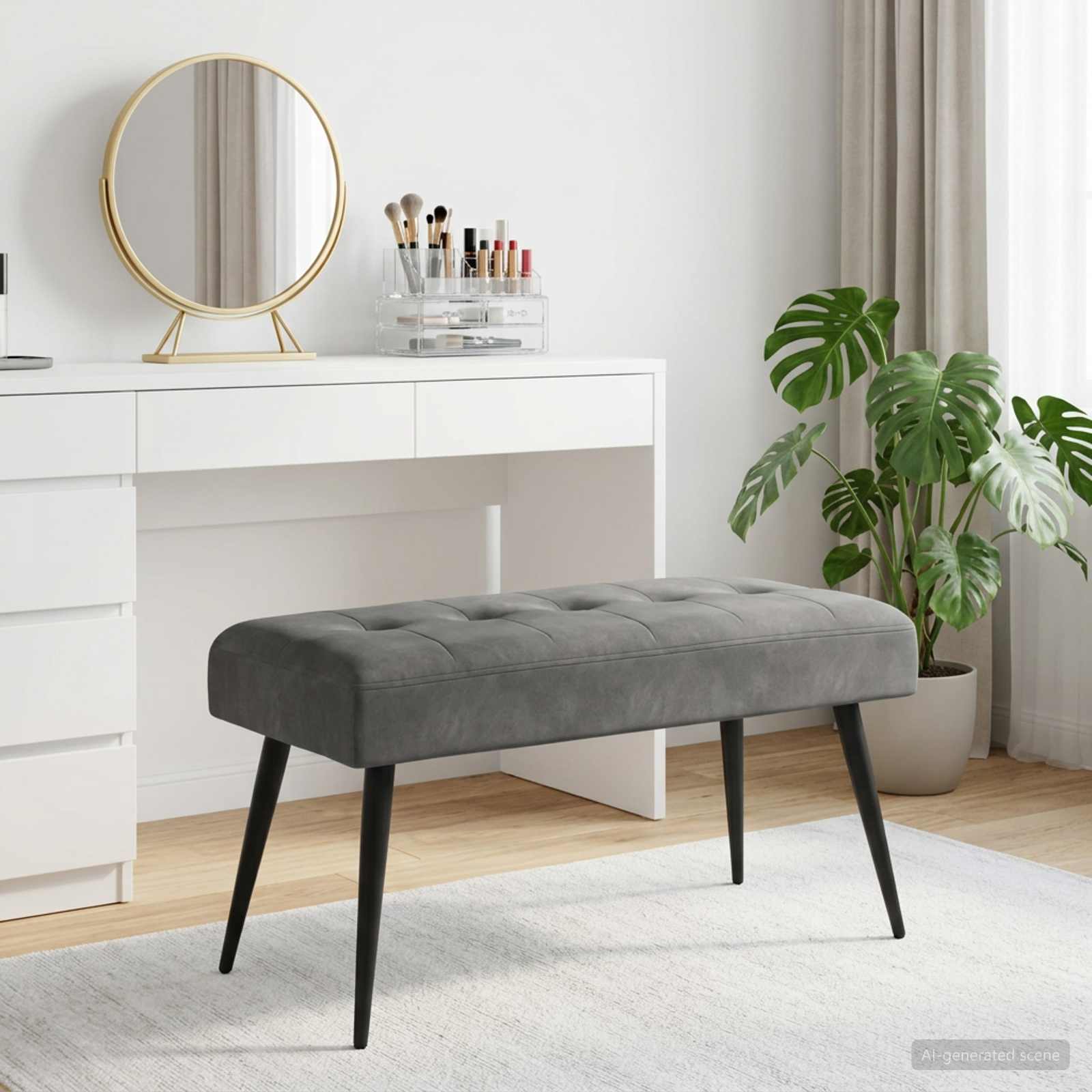 Bank met knoopverstelling Donkergrijs 80 x 40 x 46 cm fluweel