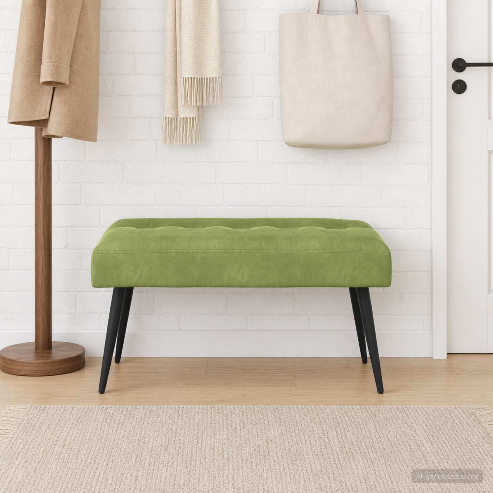 Bank met knoopverstelling Lichtgroen 80 x 40 x 46 cm fluweel