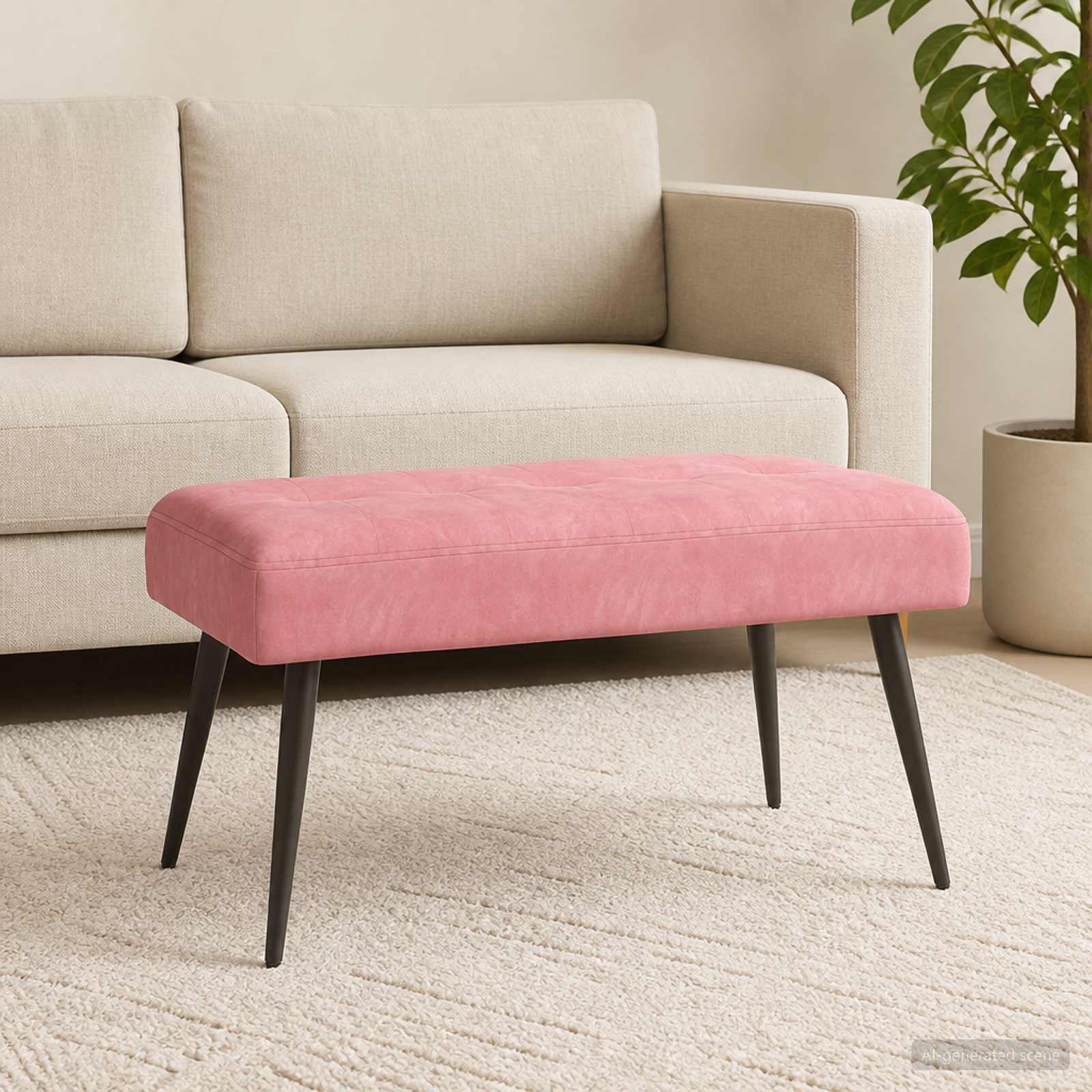 Bank met knoopverstelling Roze 80 x 40 x 46 cm fluweel