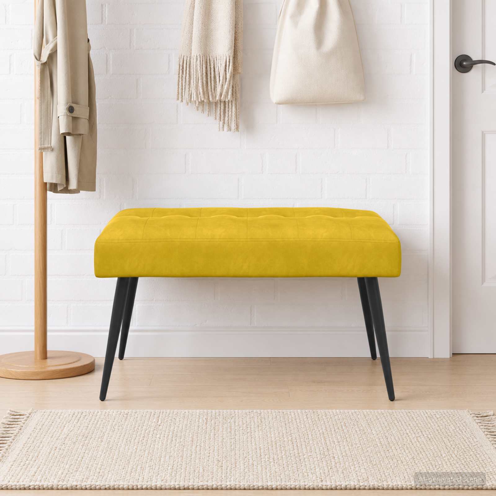 Bank met knoopverstelling Geel 80 x 40 x 46 cm fluweel