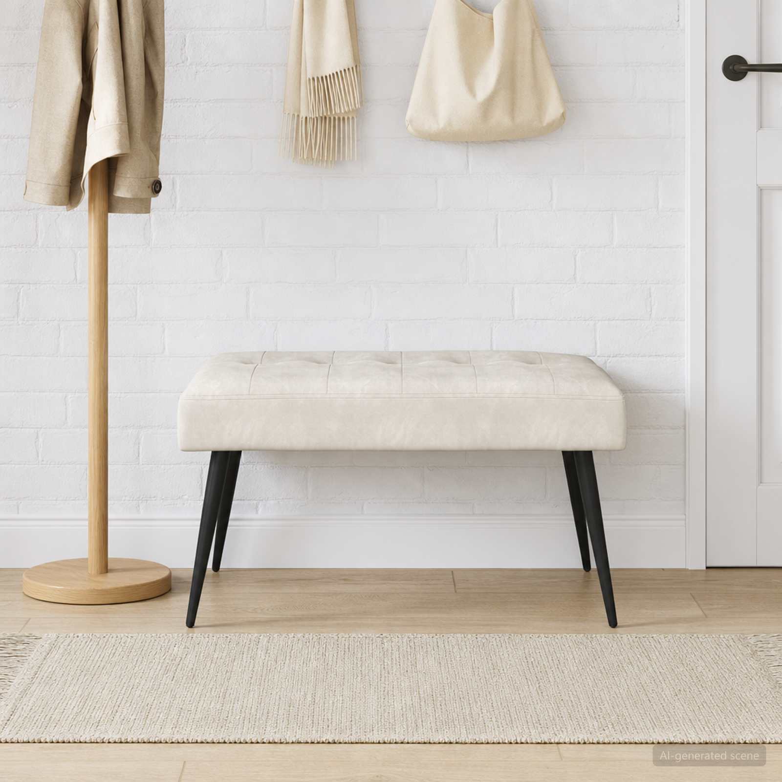 Bank met knoopverstelling Crèmekleurig 80 x 40 x 46 cm fluweel