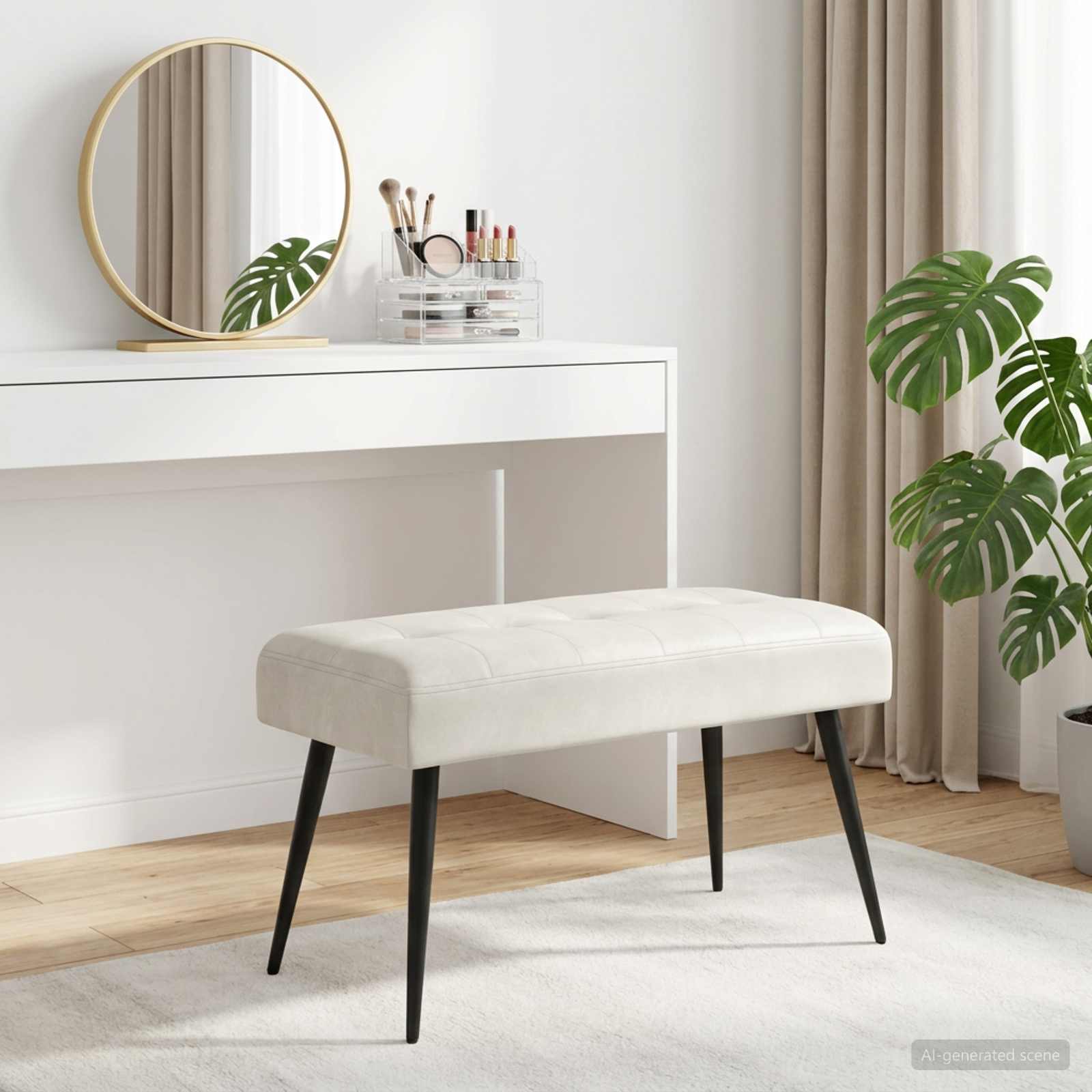 Bank met knoopverstelling Crèmekleurig 80 x 40 x 46 cm fluweel