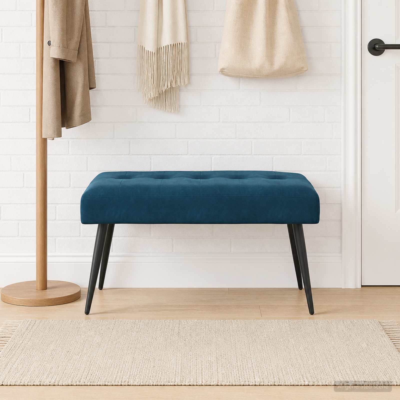 Bank met knoopverstelling Blauw 80 x 40 x 46 cm fluweel