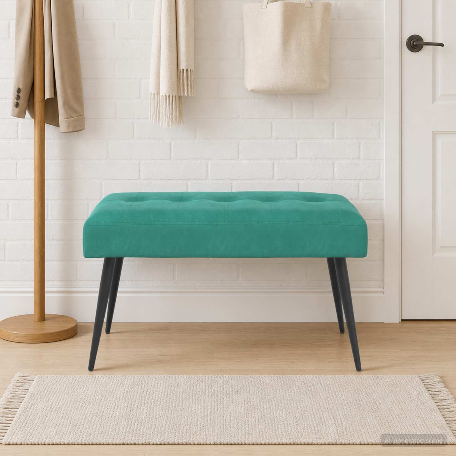 Bank met knoopverstelling Turquoise 80 x 40 x 46 cm fluweel