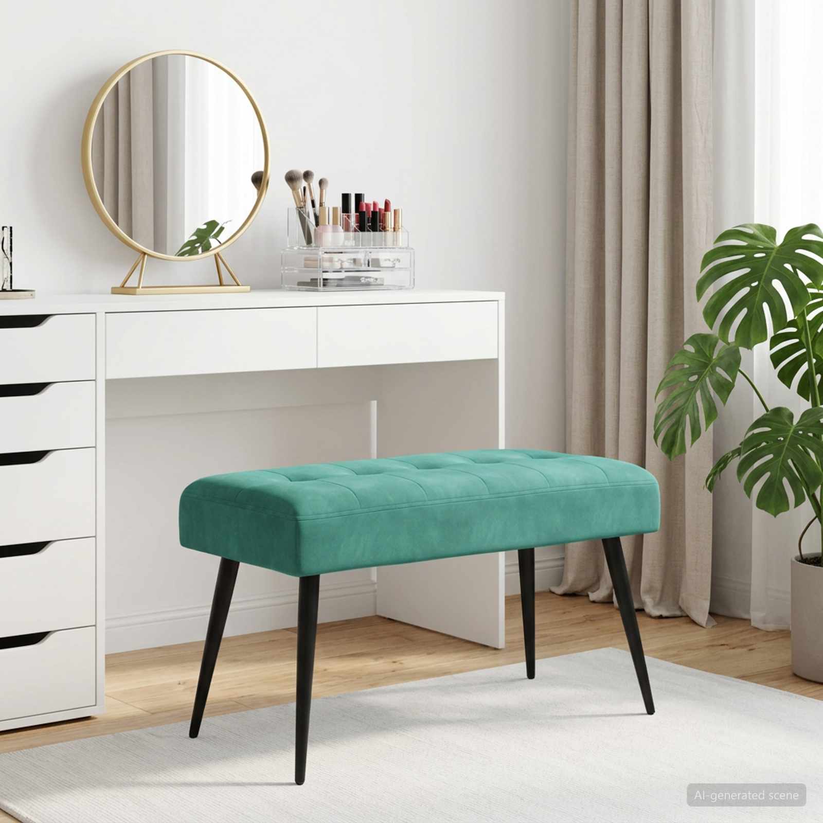 Bank met knoopverstelling Turquoise 80 x 40 x 46 cm fluweel