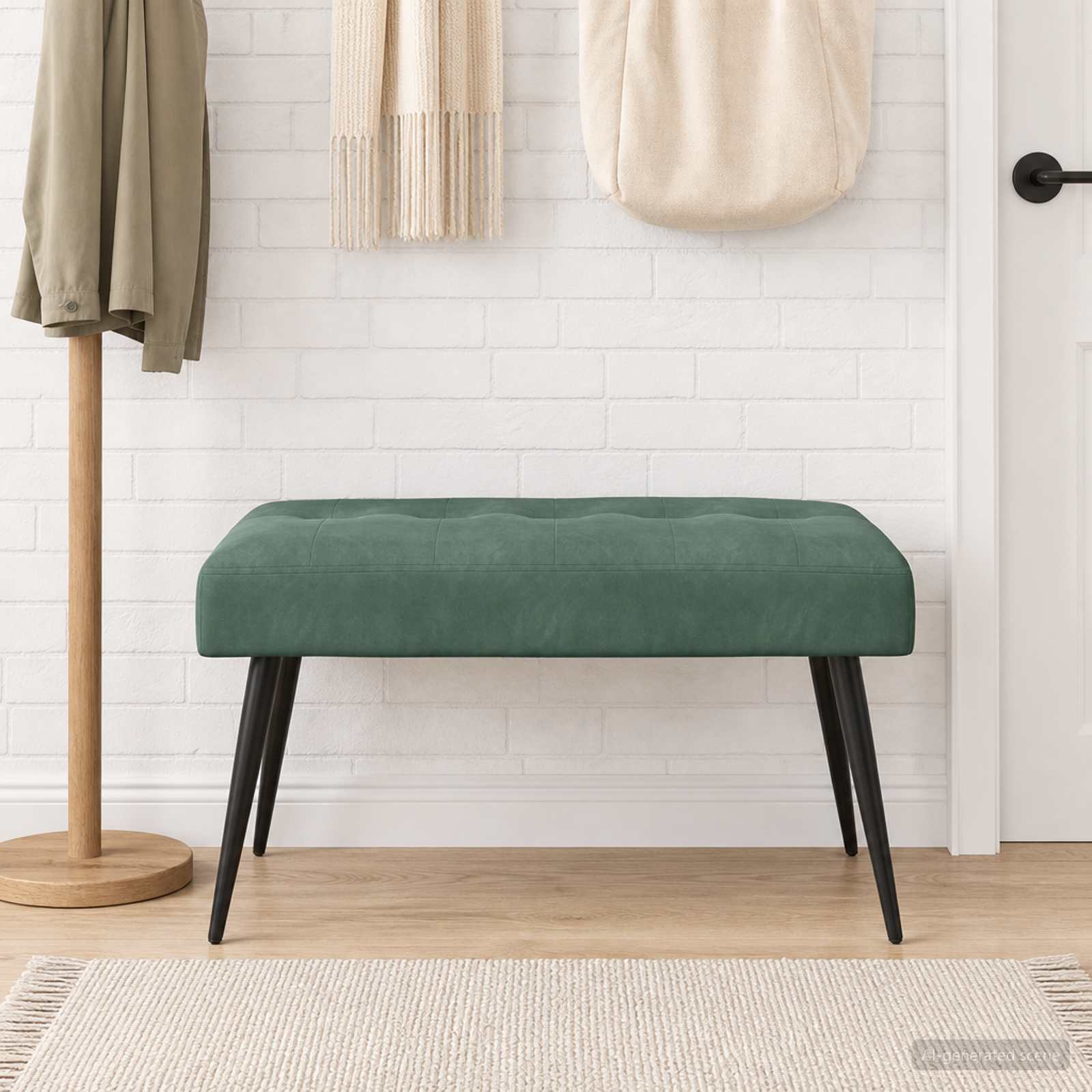 Bank met knoopverstelling Zeegroen 80 x 40 x 46 cm fluweel